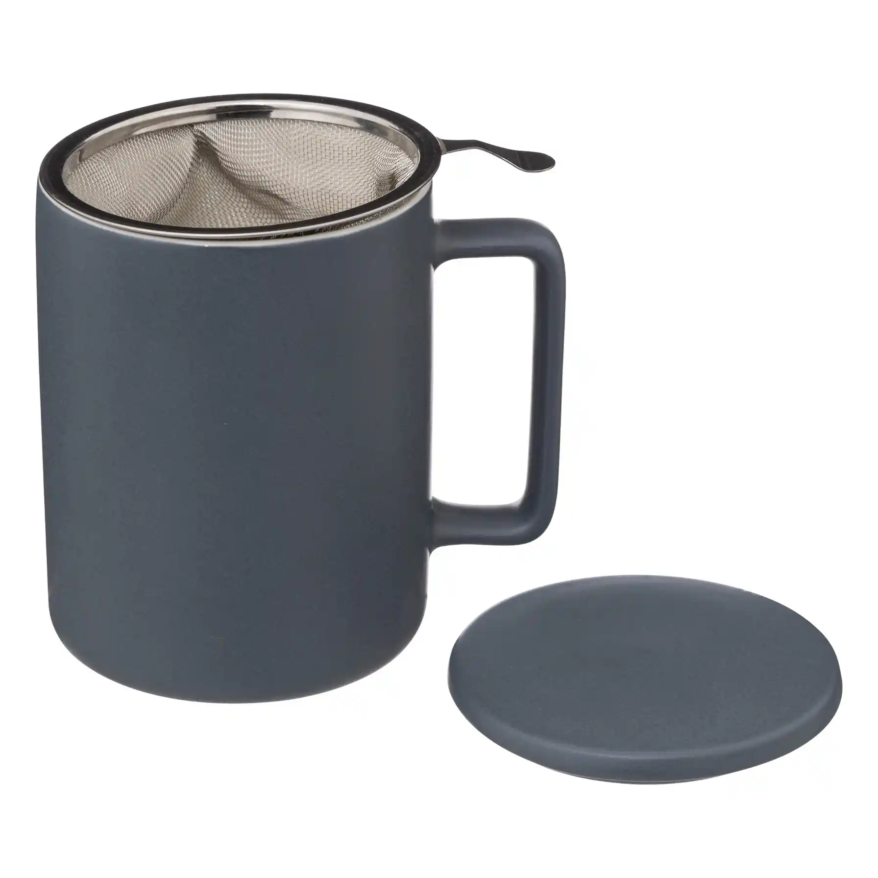 SG New Bone China Mug W/Tea Infuser (400 ml, Blue Gray)