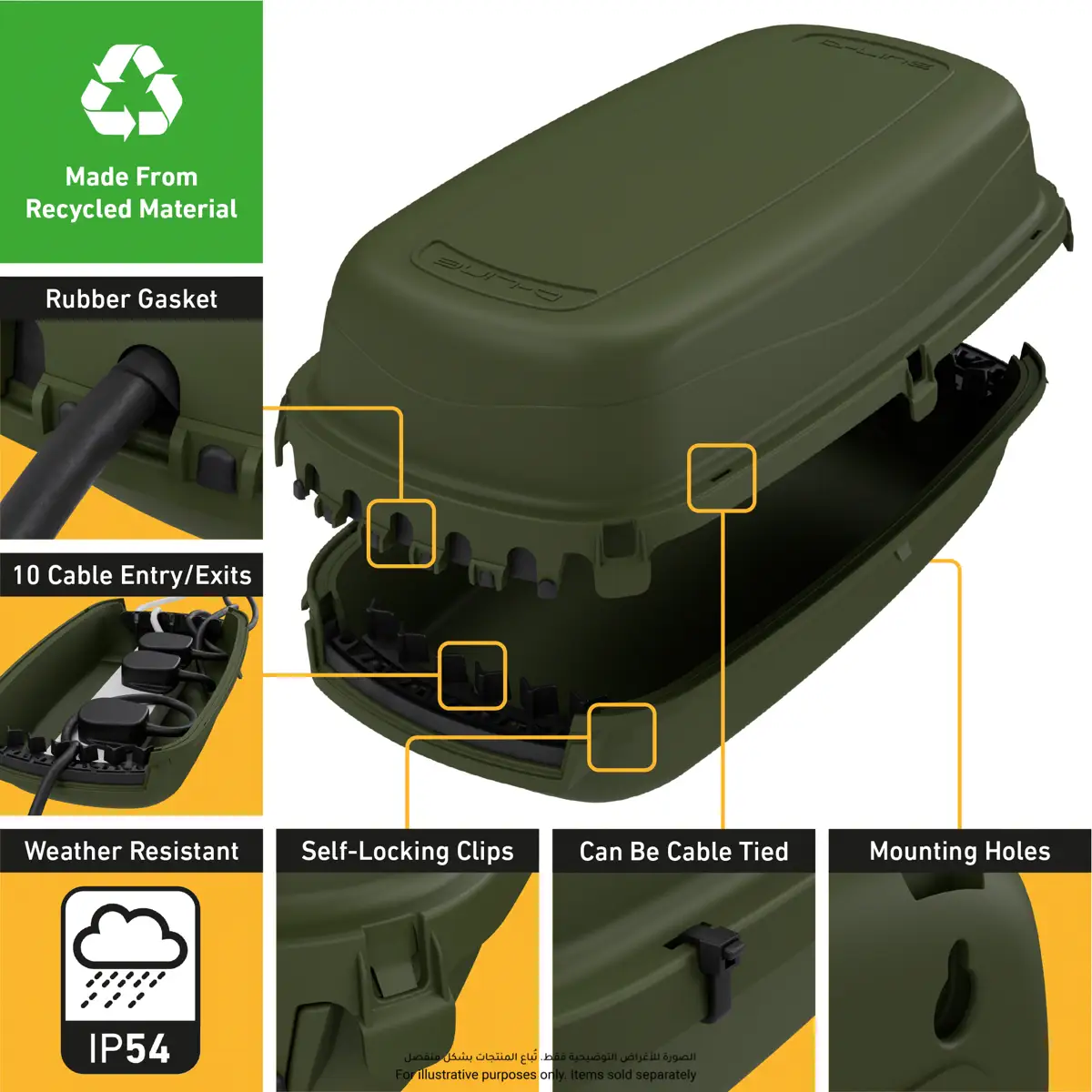 D-Line Outdoor Cable Management Box (29 x 12.5 x 11 cm, Green)