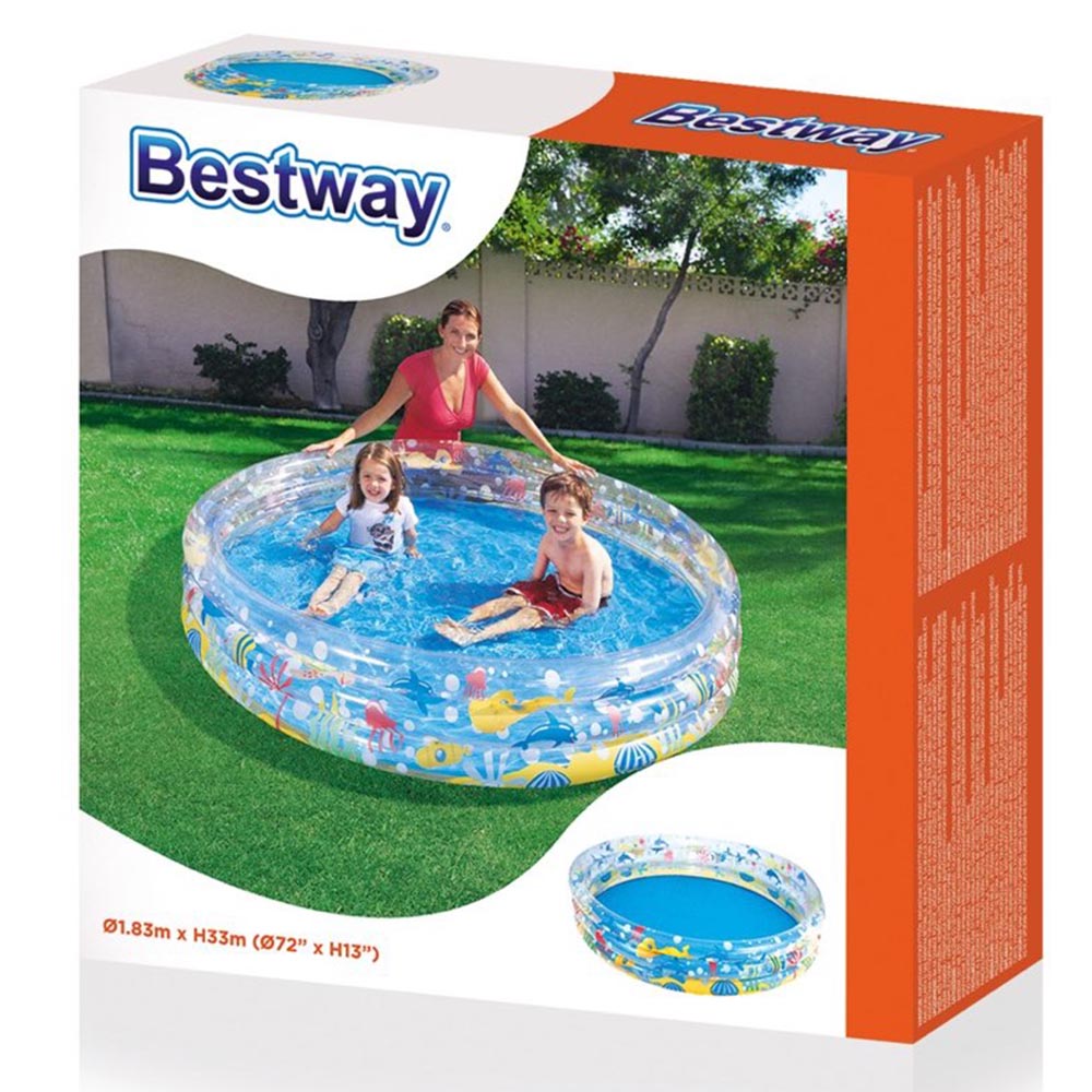 Bestway 3-Ring Deep Dive Swimming Pool (182.9 x 33 cm, Multicolored)