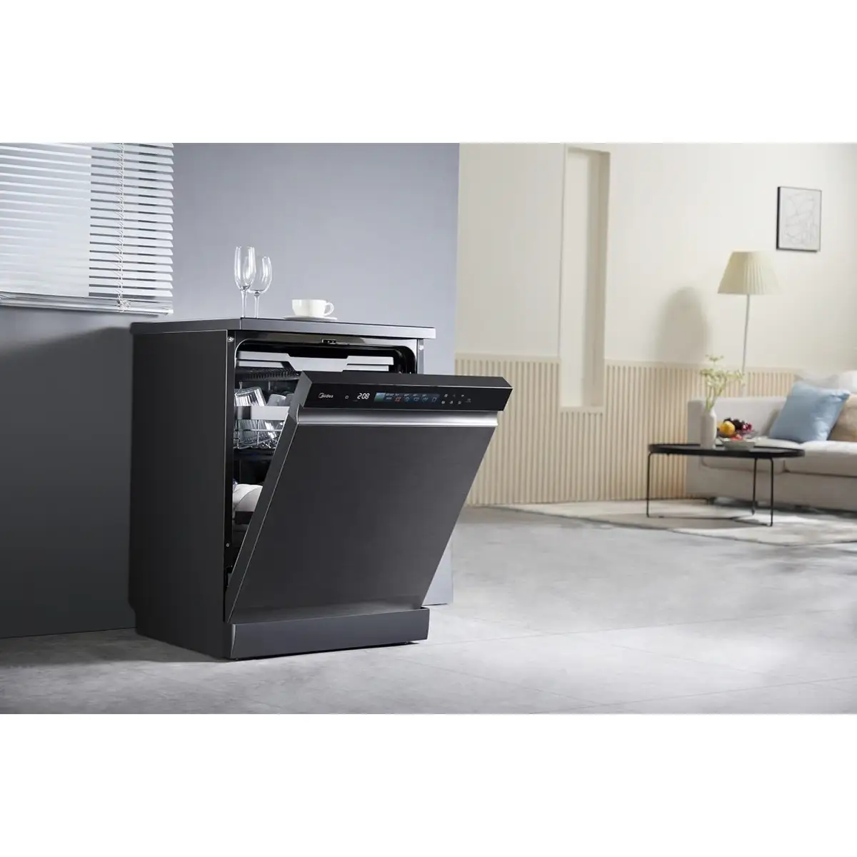 Midea Freestanding Smart Dishwasher, WQP15-WU7633GURB (15 Place Setting)