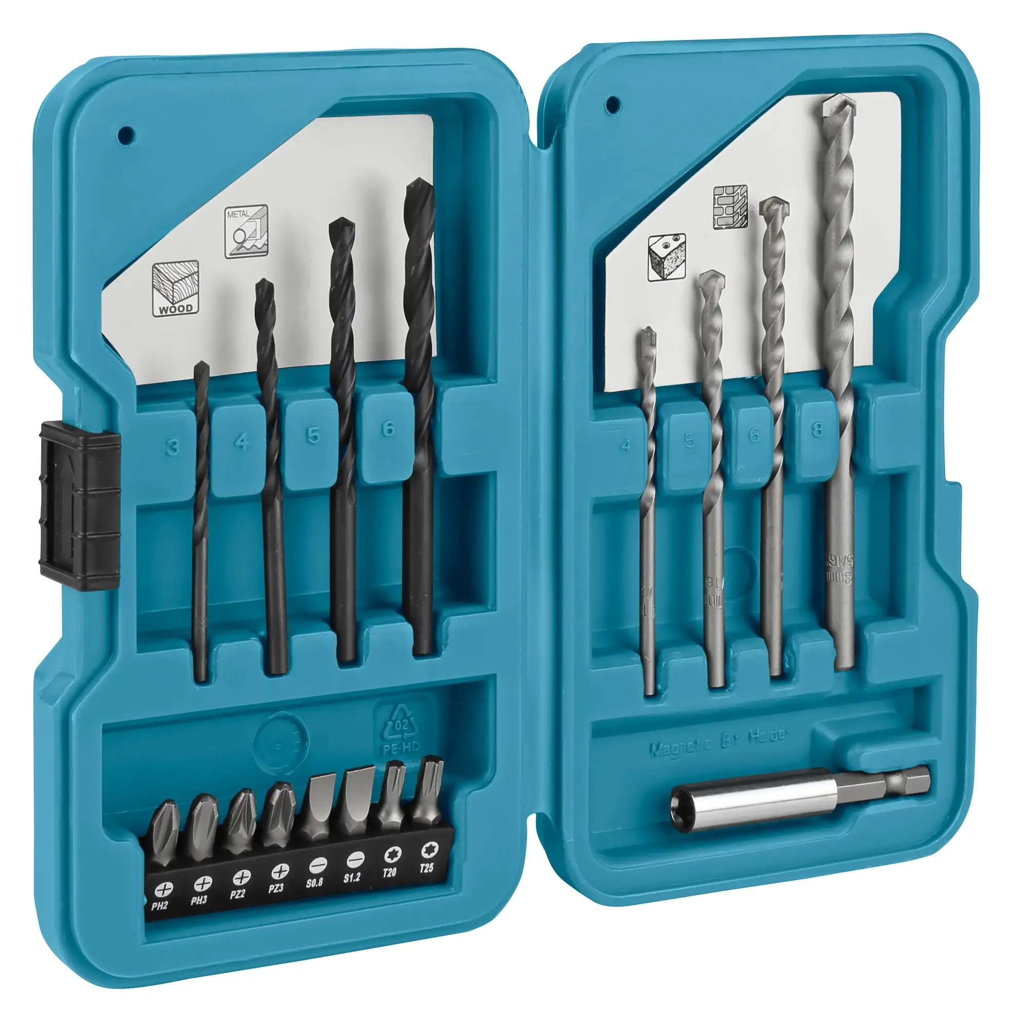 Makita Cordless Hammer Drill Driver, DHP484RTJ-PR (18 V) + Drill Bit Set (17 Pc.)