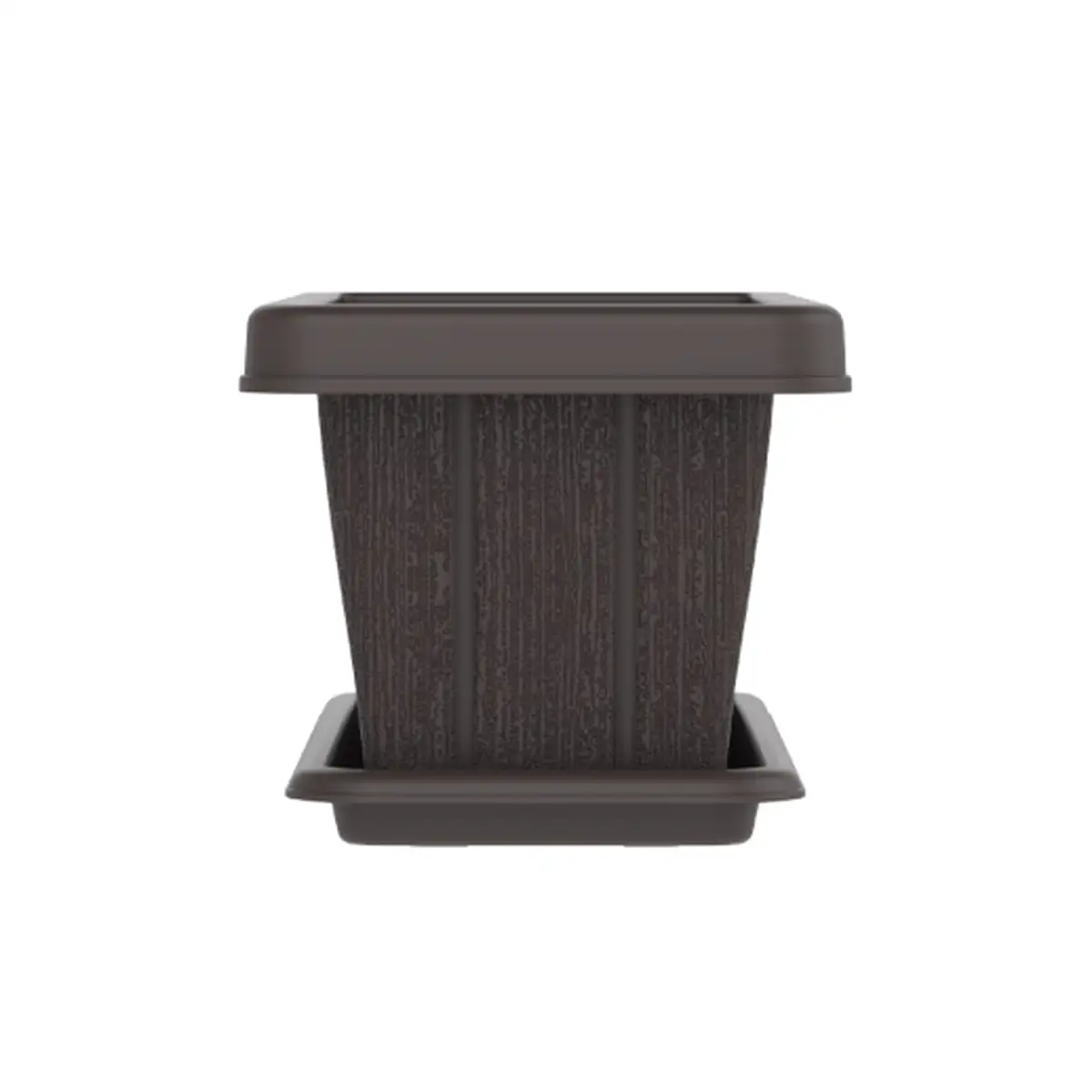 Cosmoplast Cedargrain Rectangular Plant Pot W/Tray (24 L, Dark Brown)