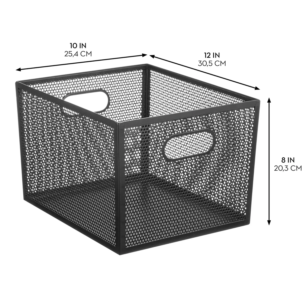 Interdesign Perforated Metal Bin (Black, 30.5 x 25.4 x 20.3 cm)