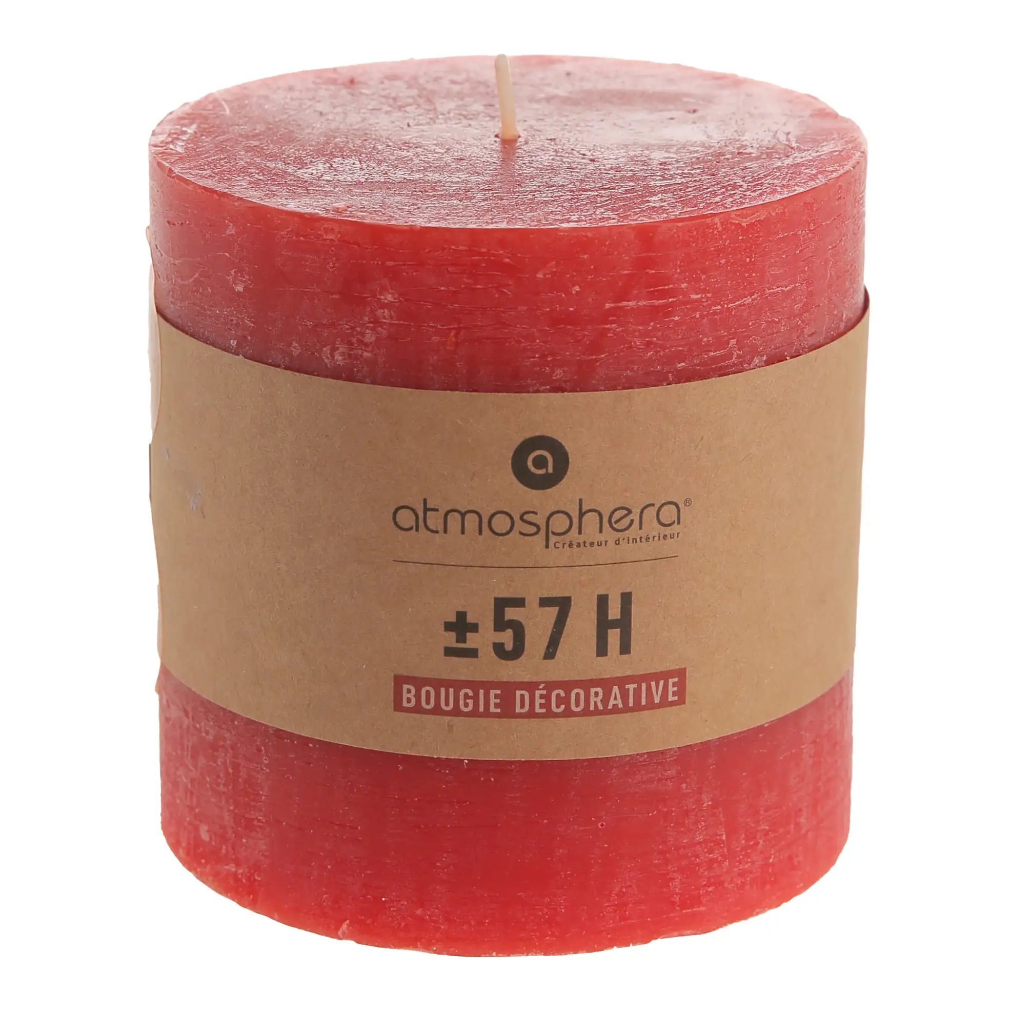 Comptoir de la Bougie Olia Rustic Wax Pillar Candle (10 x 10 cm, Red)