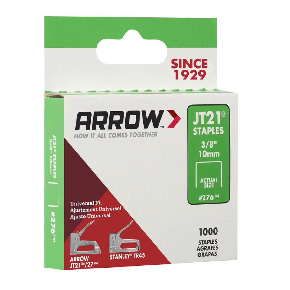Arrow Light Duty Staples W/Wide Crown, T27 & JT21 Pack (1 cm, 1000 Pc.)