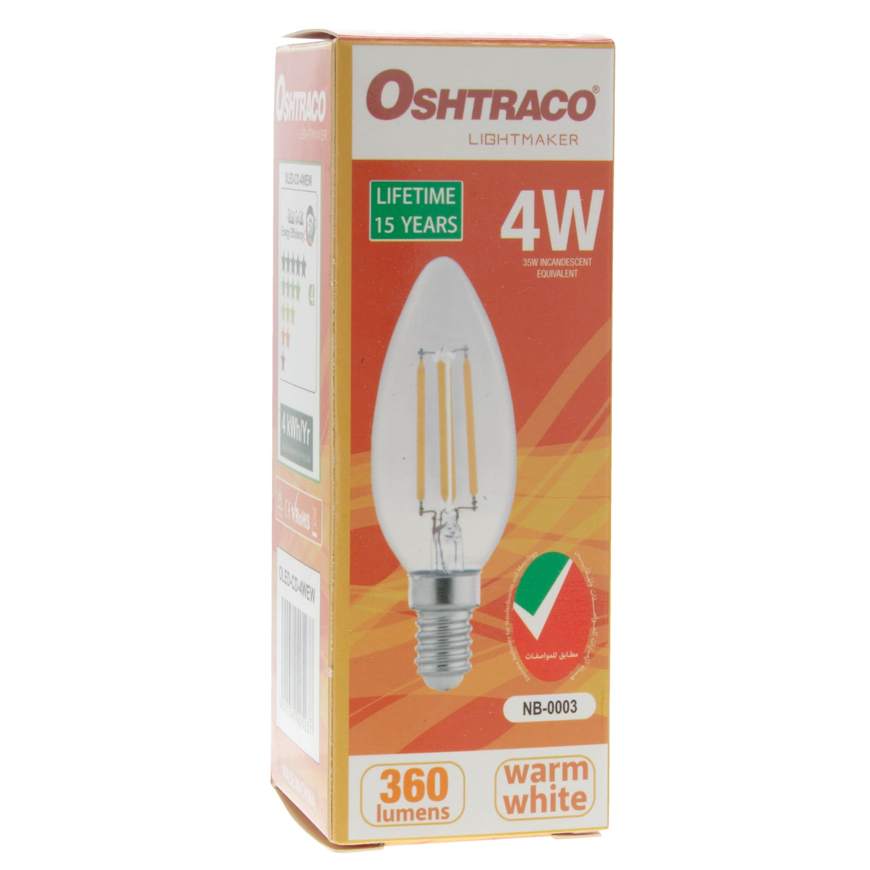 Oshtraco Lightmaker E 14 Filament LED Bulb (4 W, Warm White)