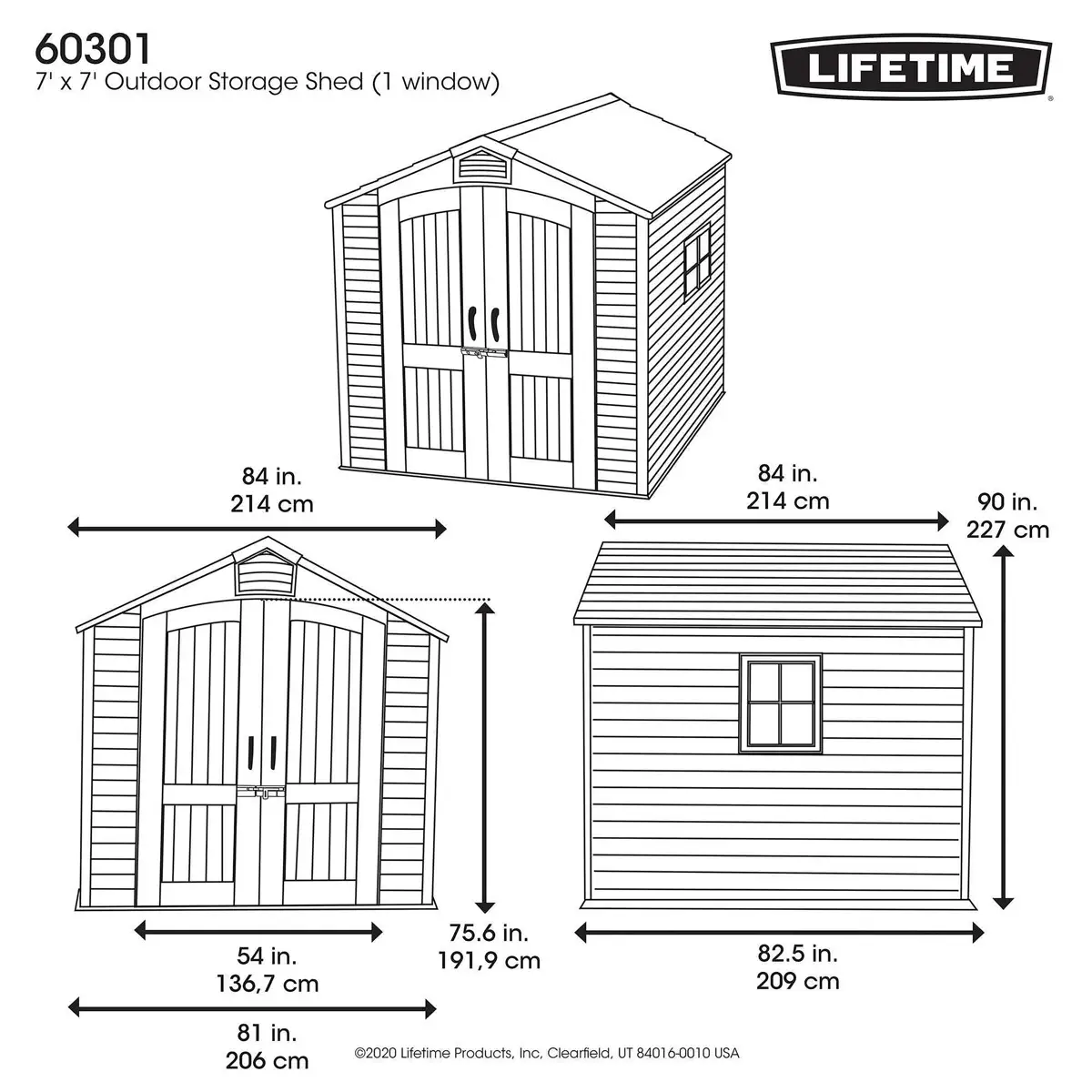 Lifetime Outdoor Storage Shed (214 x 214 x 227 cm)