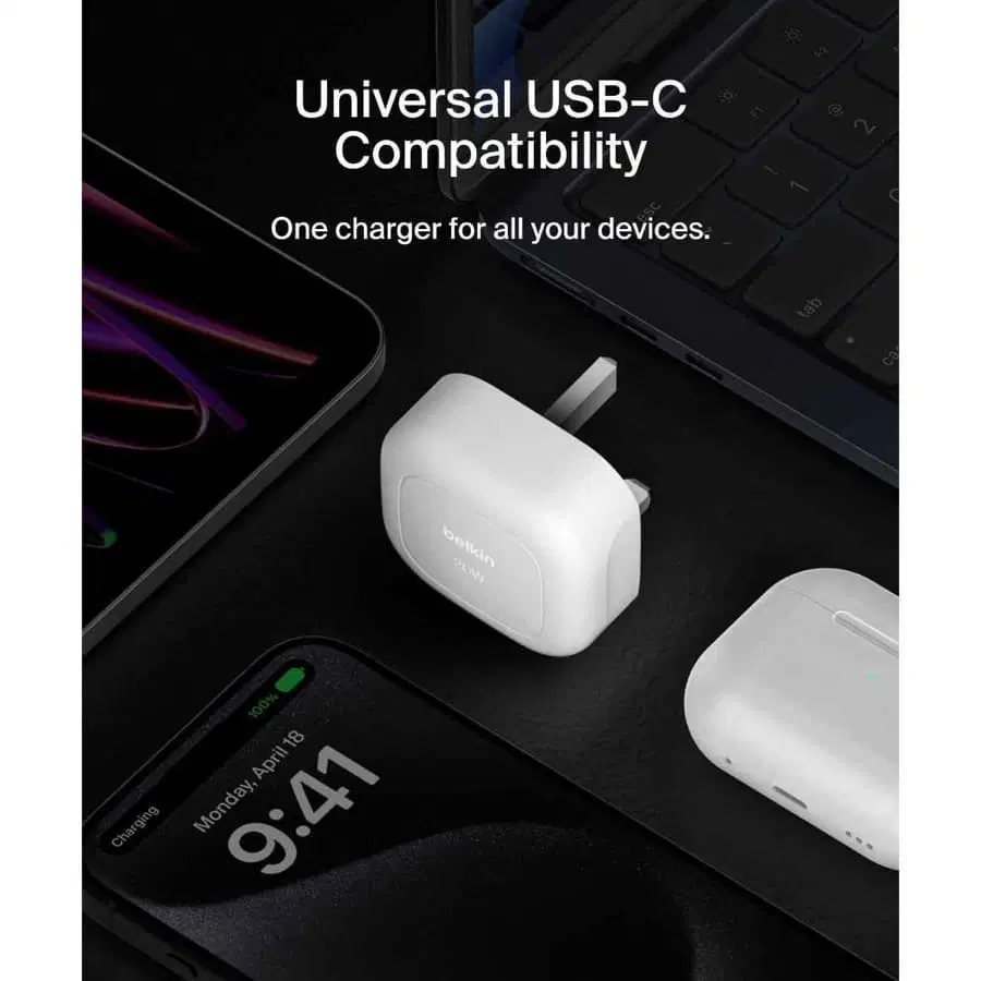 Belkin BoostCharge Compact USB-C Charger (White, 20 W)