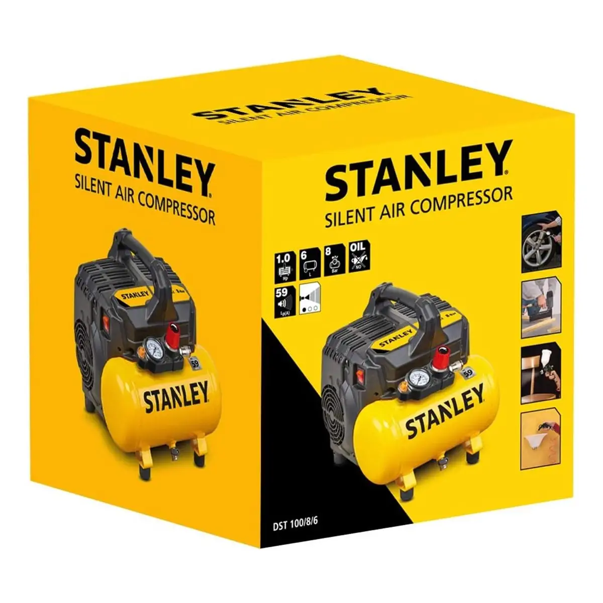 Stanley Silent Air Compressor (8 Bar, 6 L)