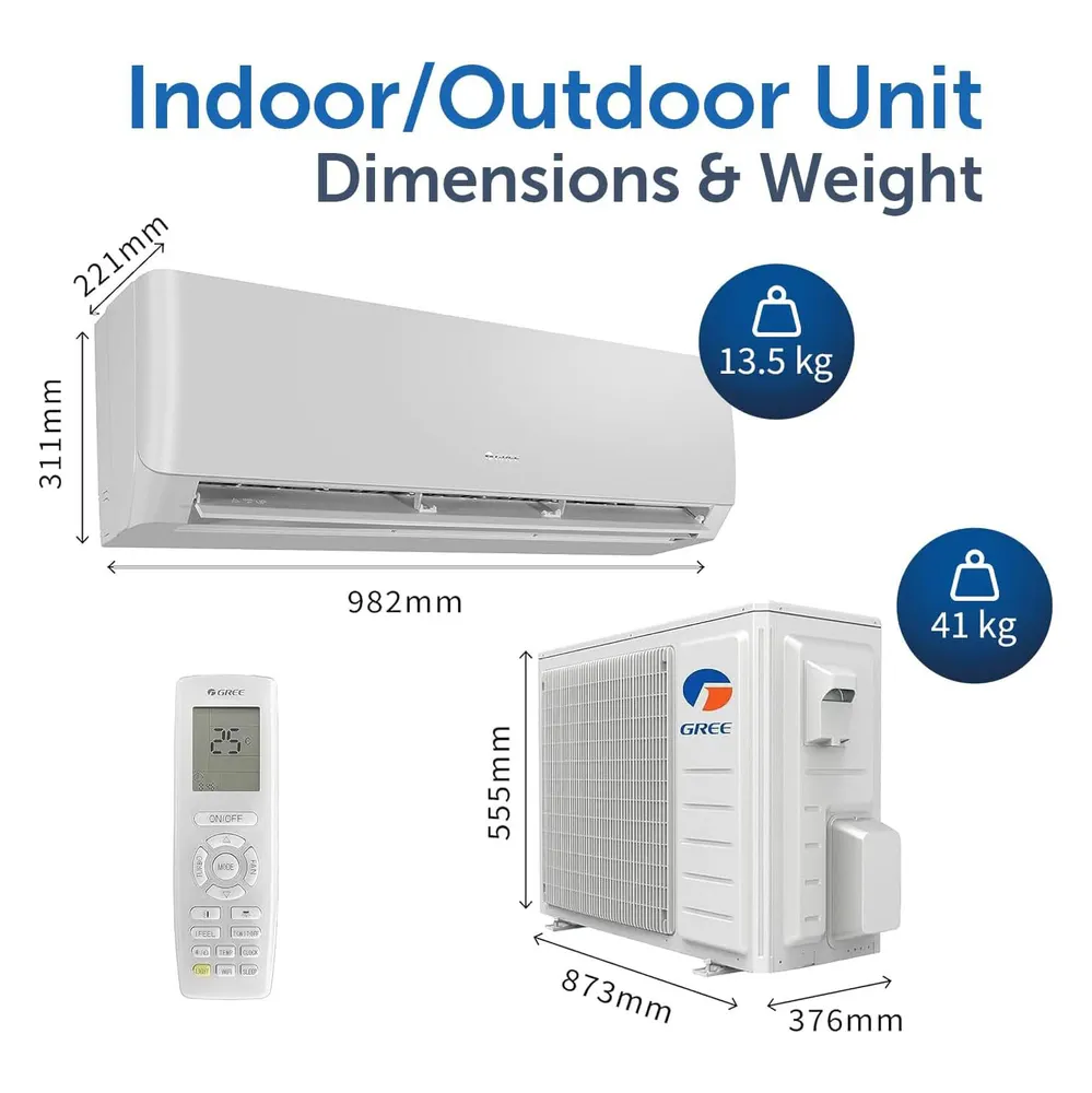 Gree WiFi Enabled Split Air Conditioner, R410A PULAR-R12C3 (1 Ton)