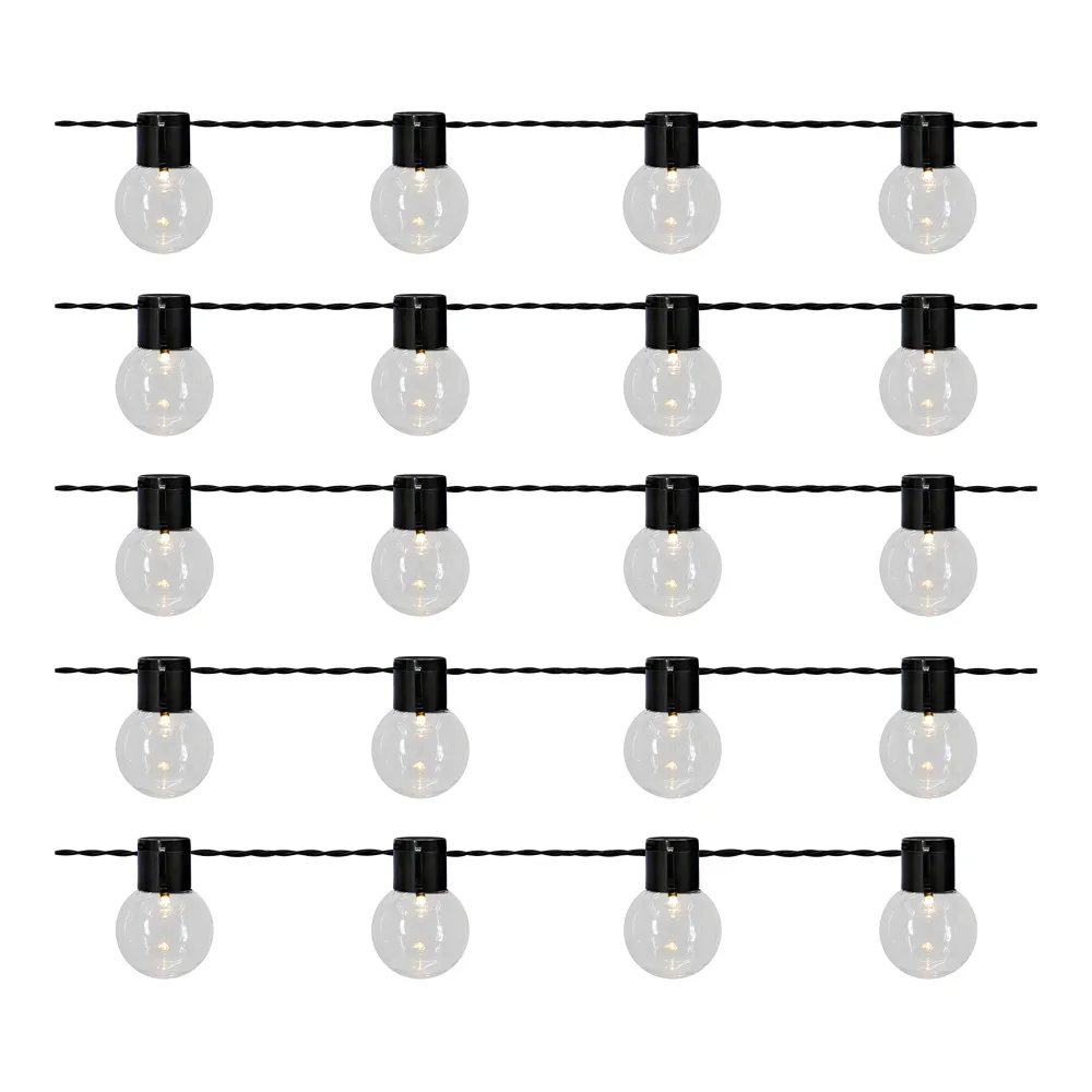 Solar-Powered 20 Bullet LED String Light (Black)