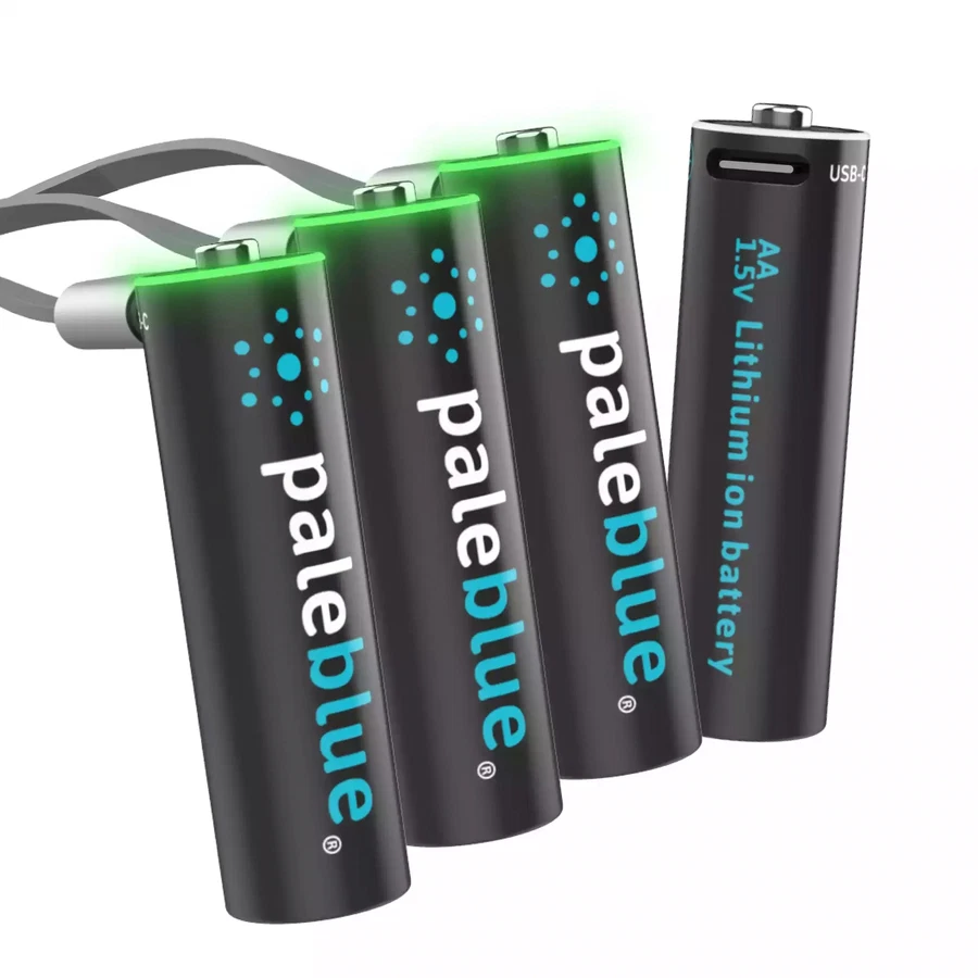 Paleblue USB-C Rechargeable Li-Ion AA 4-Batteries Pack (1.5 V)