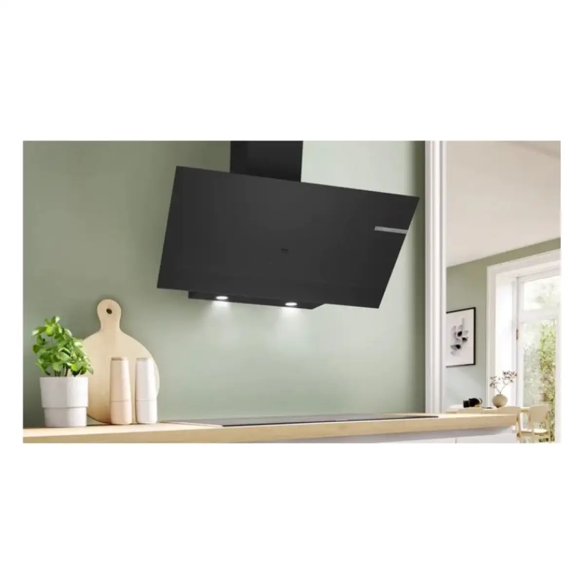Bosch Series 4 Wall-Mounted Inclined Chimney Hood, DWK97PJ60M (Black, 41.4 x 89.6 x 40 cm)