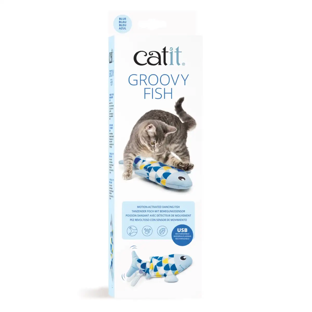 Catit Groovy Fish Motion Sensor Cat Toy (Blue, 27 x 4.5 x 14.5 cm)
