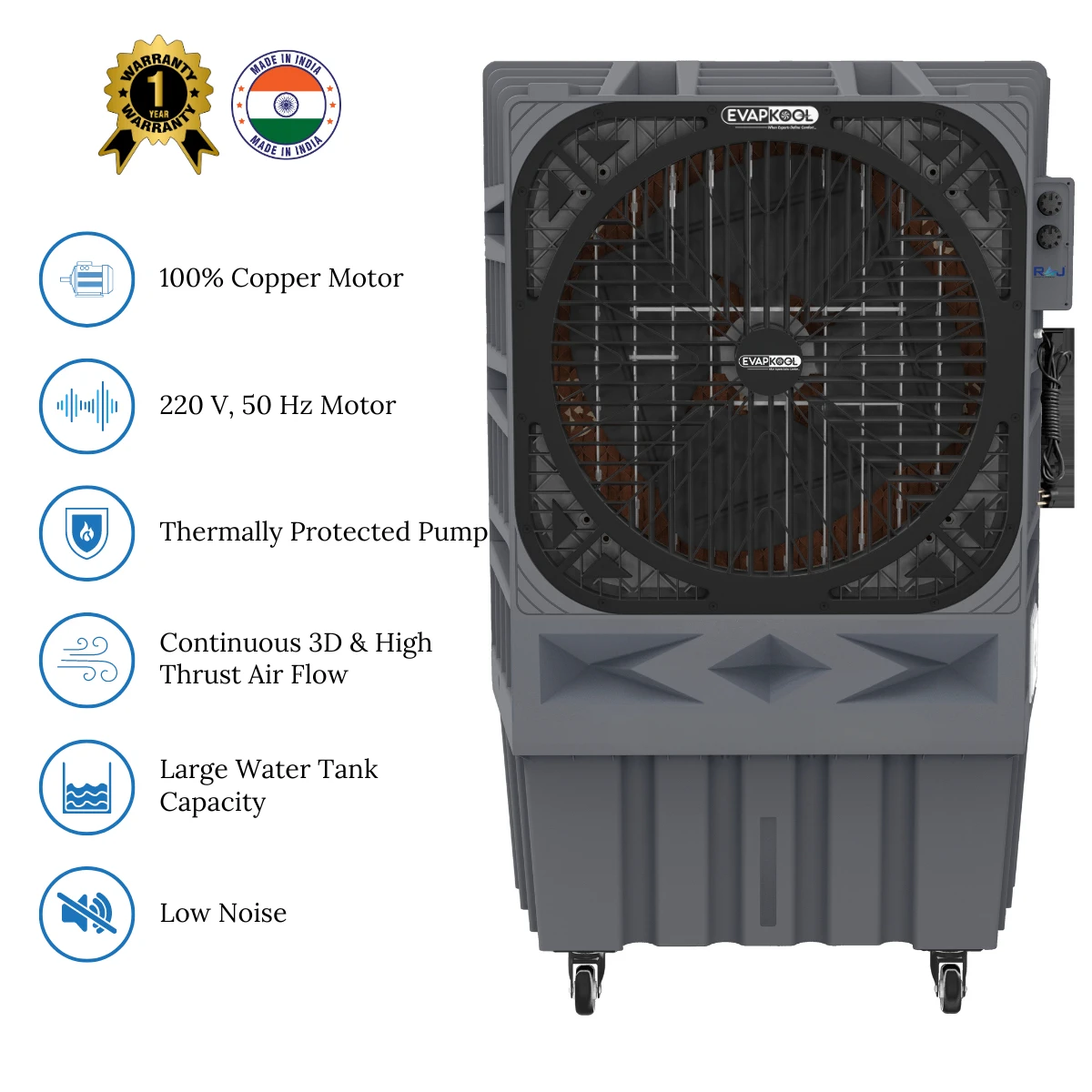 Evapkool Evaporative Outdoor Air Cooler, Airstream-CFZ-AS-18 (120 L,  18000 m³/h)