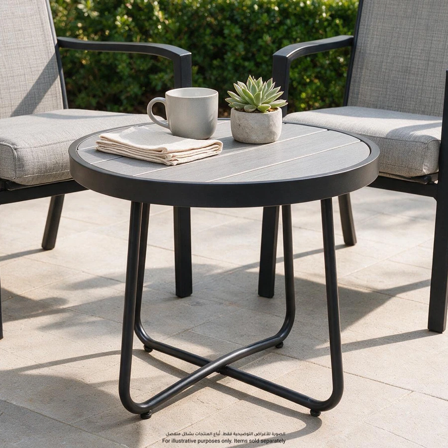 Grand Patio Steel Side Table W/Polywood Top (Dia. 52 x H. 46 cm)