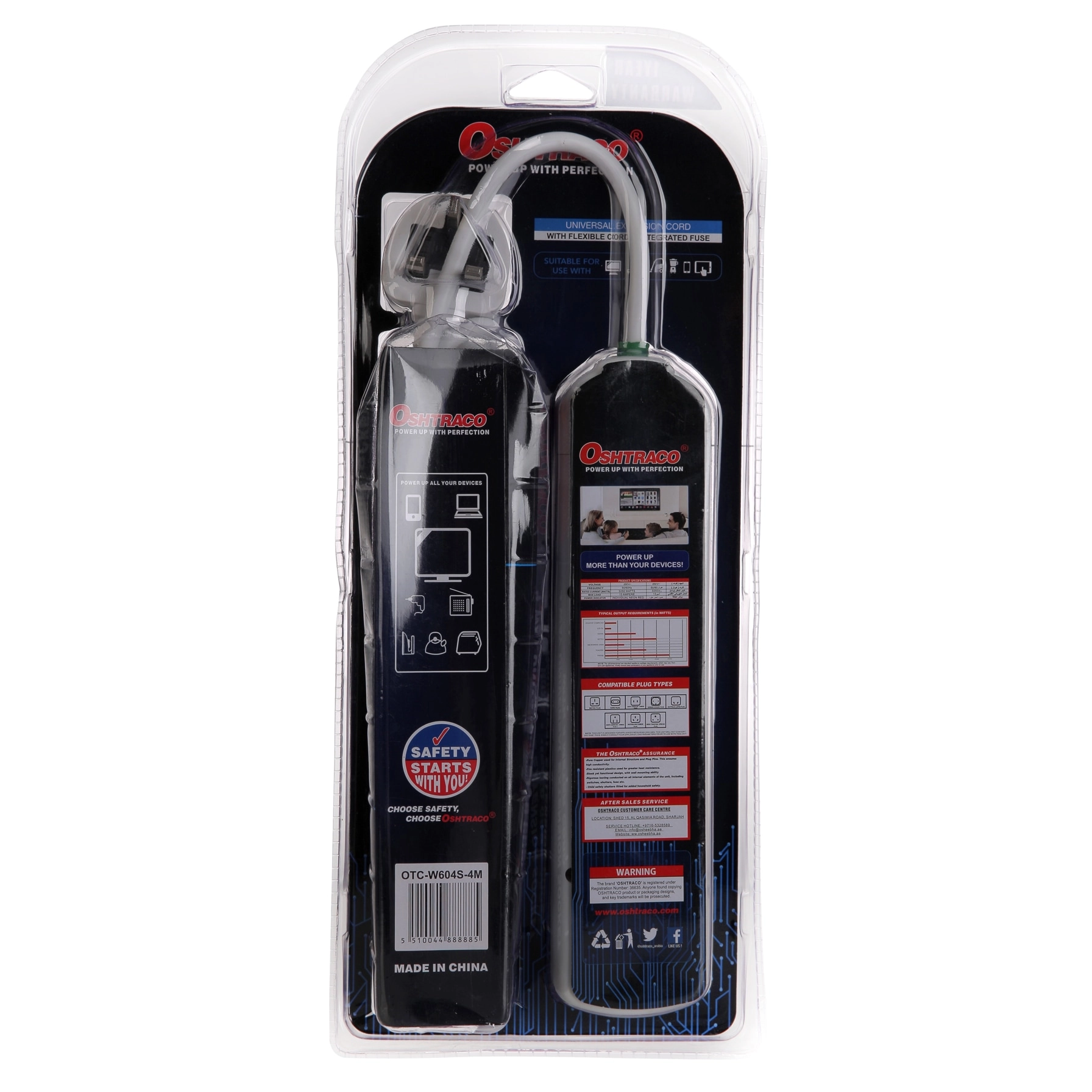 Oshtraco 4-Socket Extension Lead (4 m)