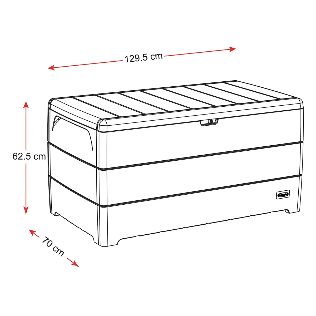 Cosmoplast Cedargrain Plastic Deck Storage Box (416 L, 129.5 x 70 x 62.5 cm)