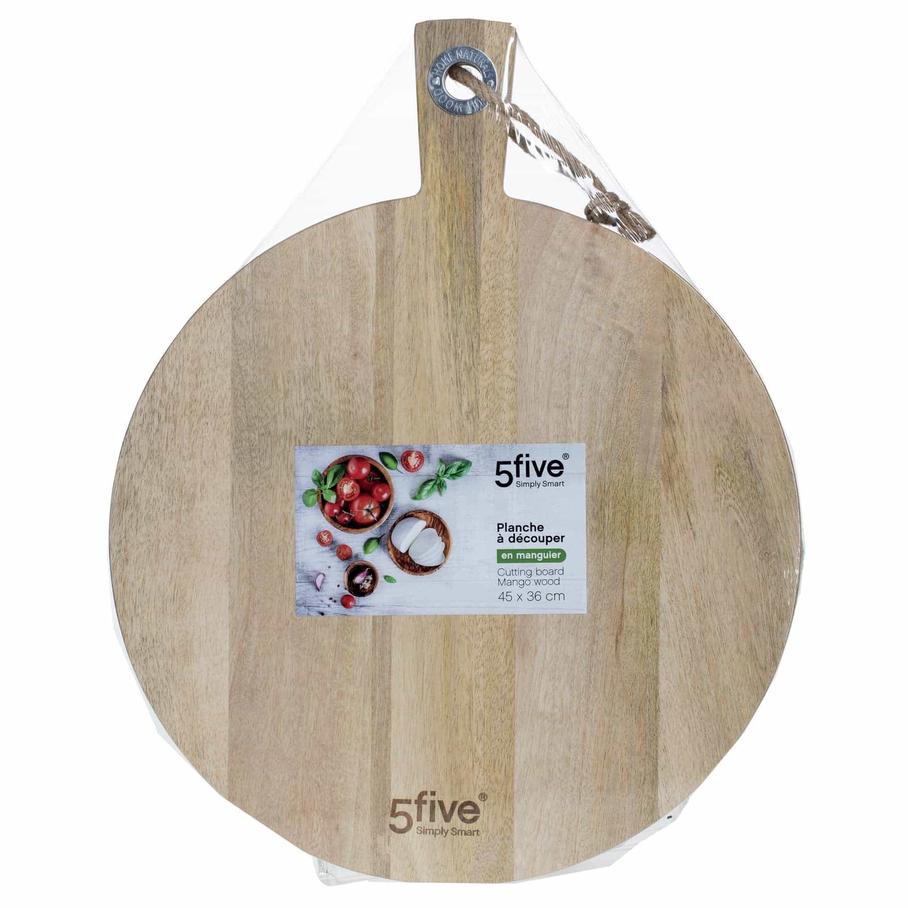 5Five Round Mango Wood Cutting Board (2.5 x 44.8 x 35.8 cm)