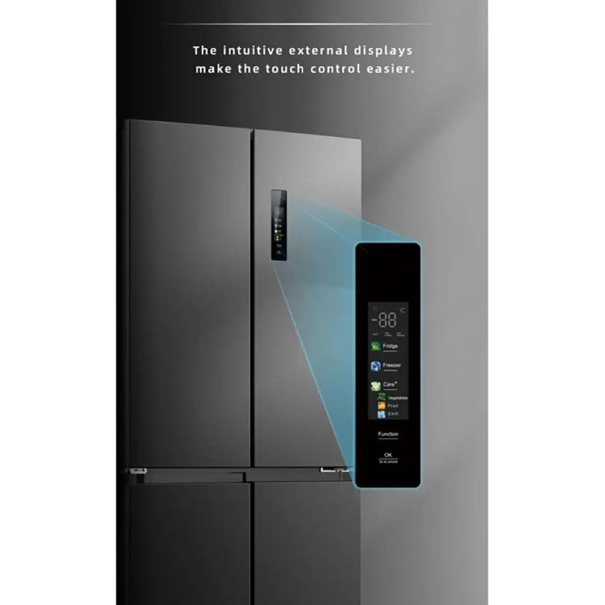 Hoover Side By Side French 4-Doors Bottom Freezer Refrigerator, HXD-M540-S (540 L, Silver)