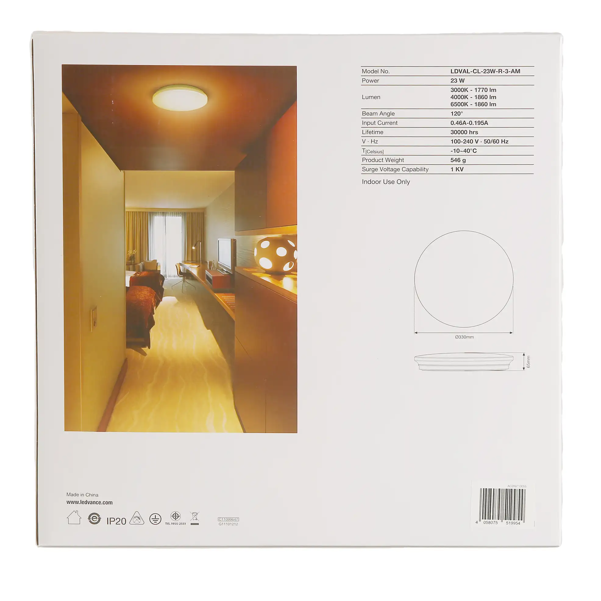 Osram Ledvance LED Ceiling Light (23 W, Warm White)