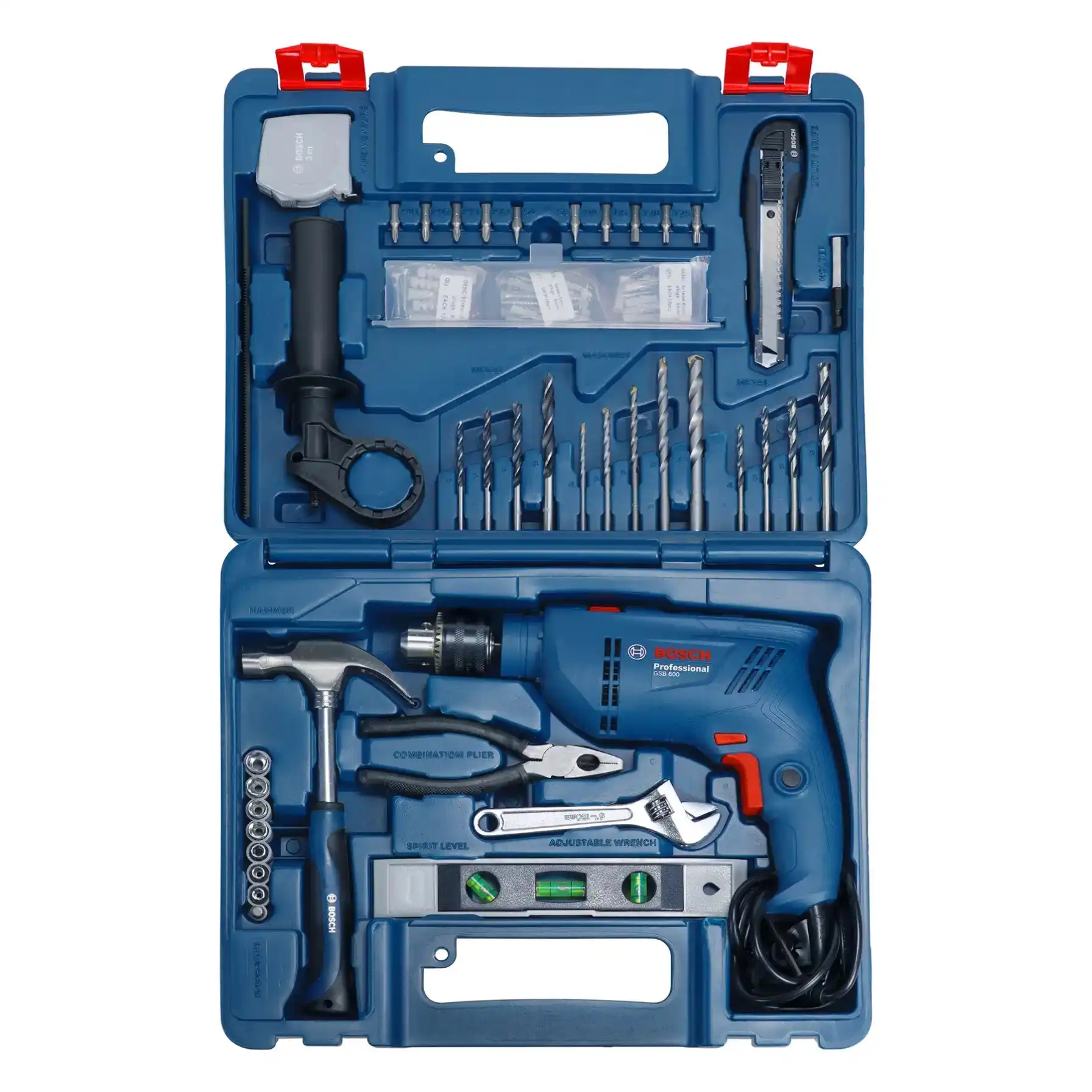 Bosch Professional Corded Impact Drill, GSB 600 (600 W) + Drill Bit Set (98 Pc.)