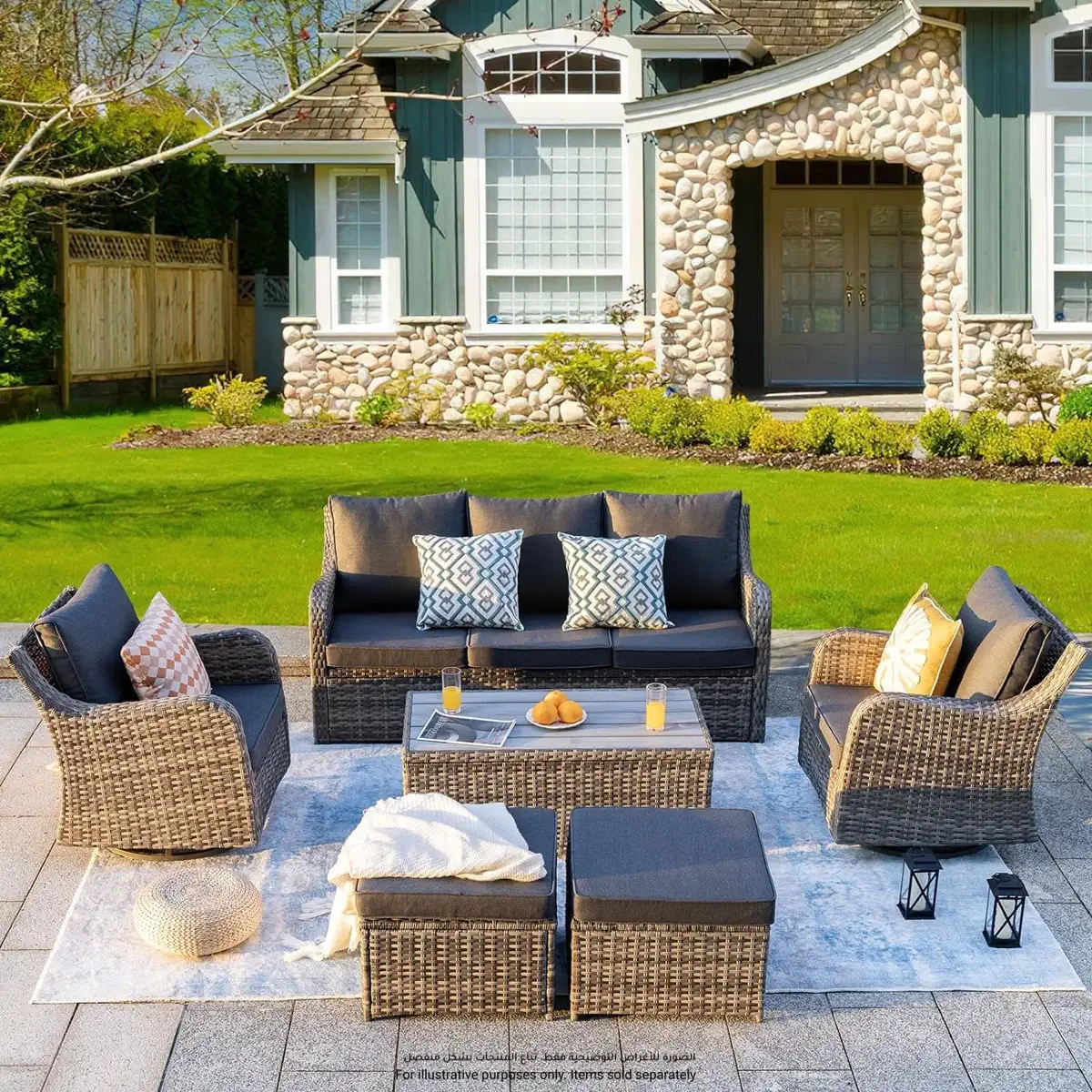 Nashville Rattan 7-Seater Outdoor Sofa Set (181 x 77 x 77 cm)