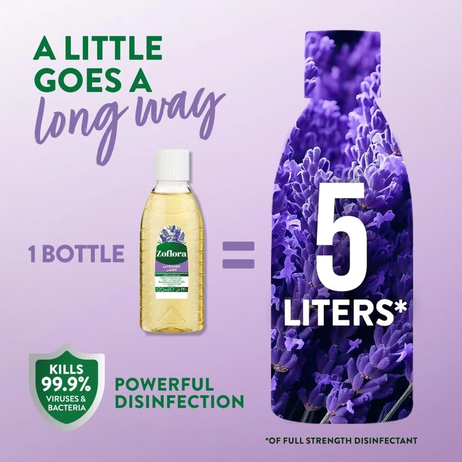 Zoflora Concentrated Multipurpose Disinfectant (Lavender Scent, 120 ml)
