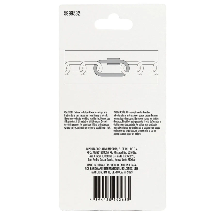 Ace Galvanized Steel Quick Chain Link Pack (0.64 cm, Pc.)