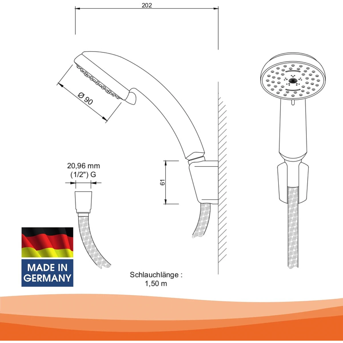 Kistenmacher Dolphin Hand Shower Set W/Hose