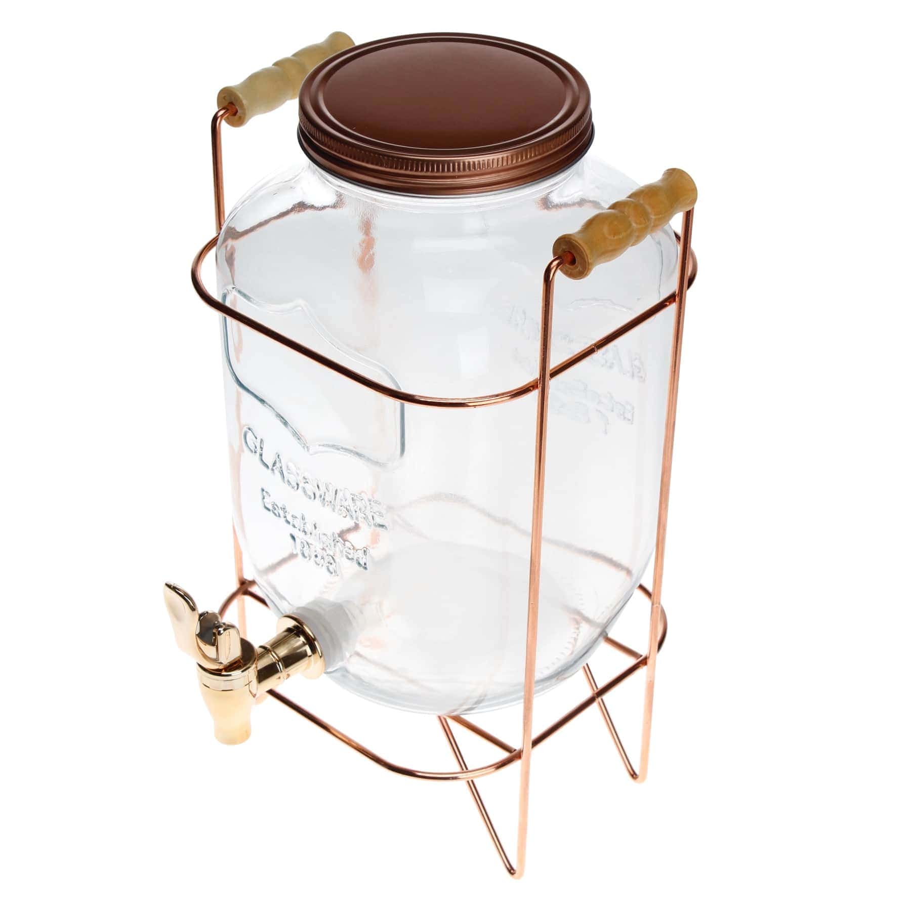 Homekraft Glass Dispenser W/ Rose Gold Stand (18.5 x 17.5 x 32 cm, 4 L)