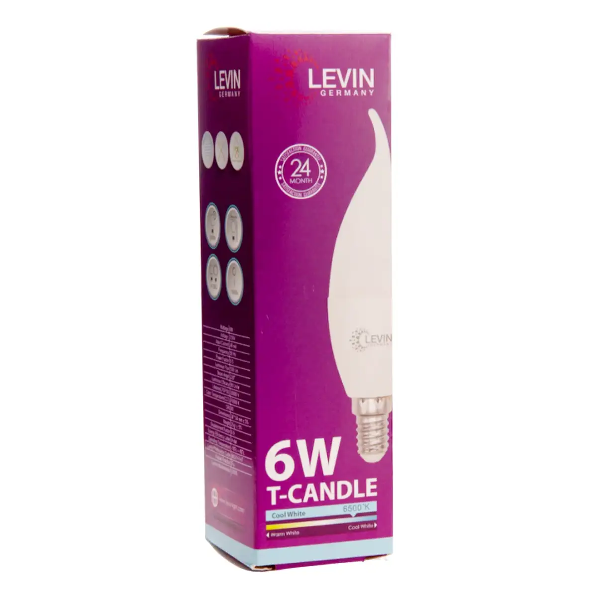 Levin LED C37 E14 Base Candle Bulb Saver Pack (Day Light, 6 W, 6 Pc.)
