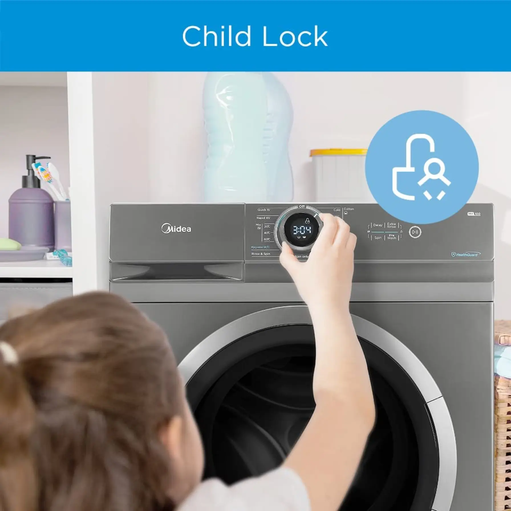Midea 7 Kg Front Load Washing Machine, MF100W70WBT-GCC (1400 rpm)