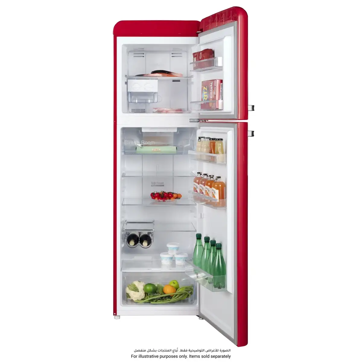 Hoover Freestanding Top Mount Retro Style Refrigerator, HTR-M326-RR (326 L)