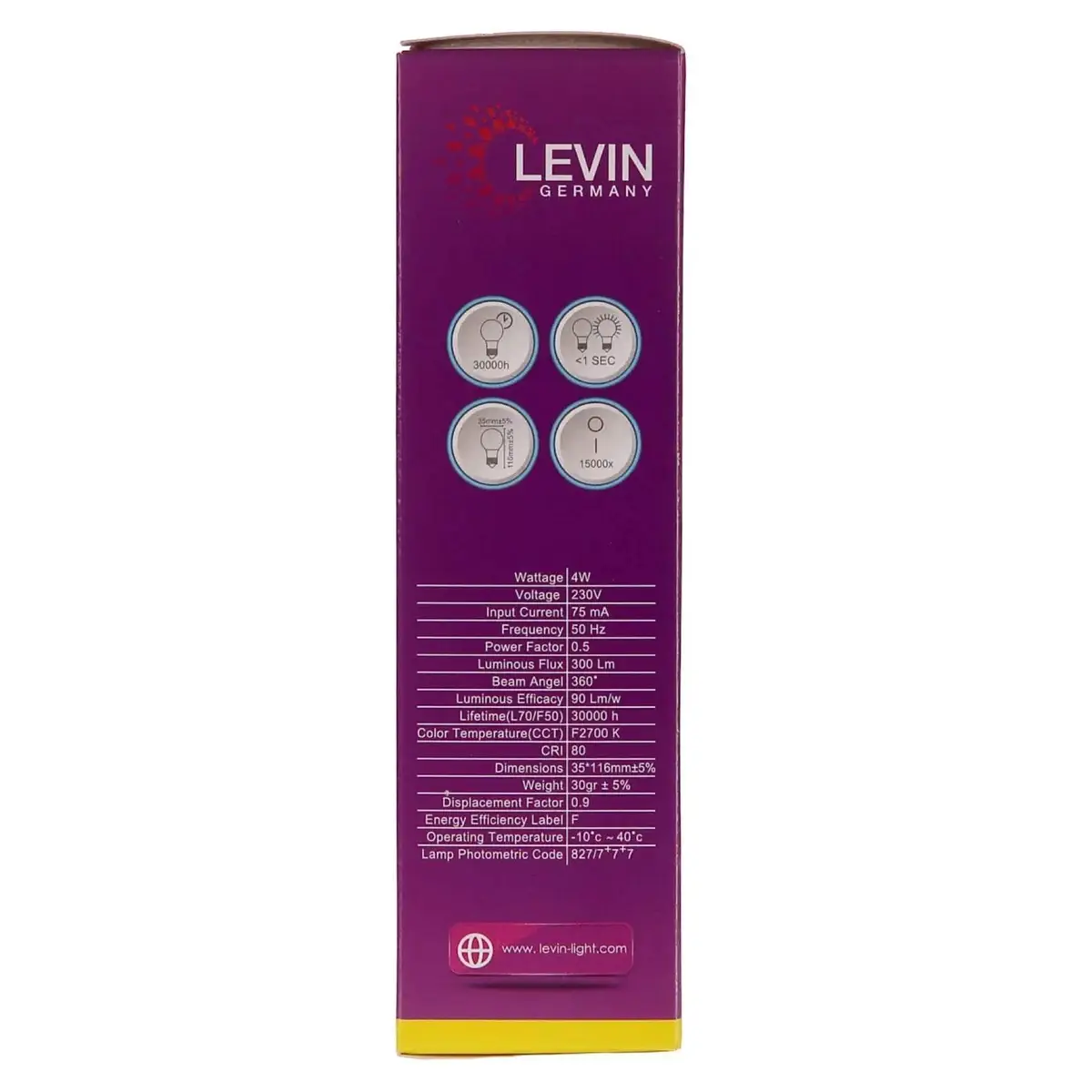 Levin LED C37 E14 Filament Candle Bulb with Tail (4 W, Warm, 6 Pc.)