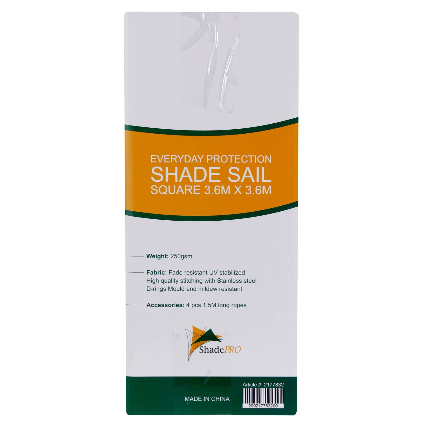Square HDPE Shade Sail Shadepro (360 x 360 cm)