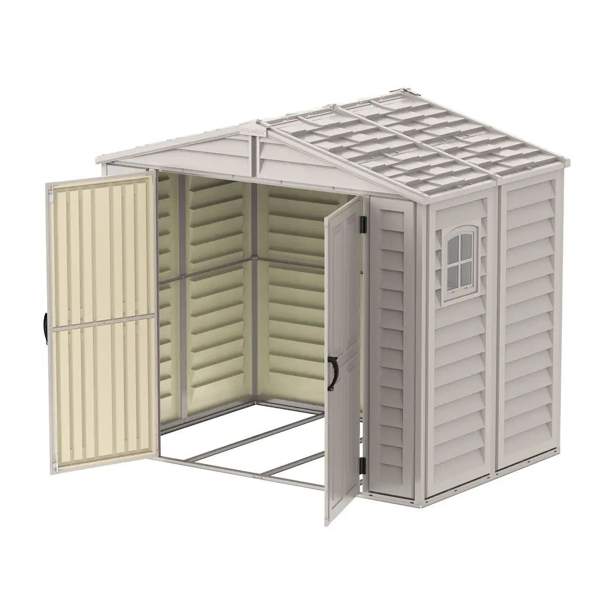 Duramax Aluminium & Vinyl Plastic Storage Shed (Adobe, 245 x 168 x 222 cm)