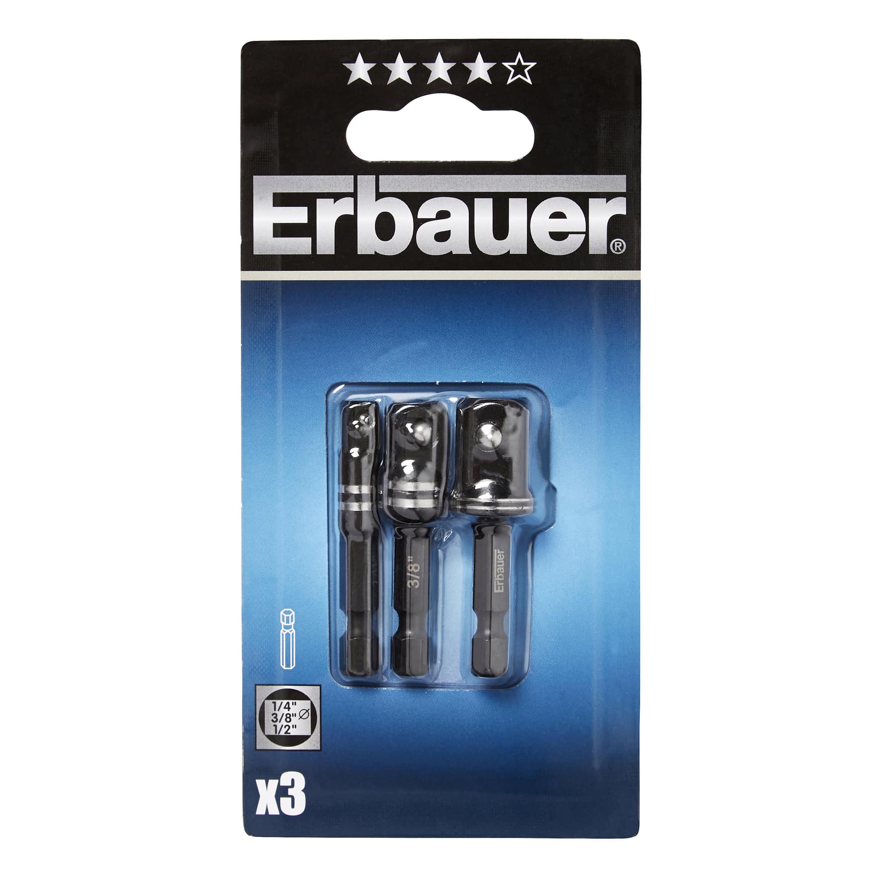 Erbauer Chrome Vanadium Steel Socket Driver Set (3 Pc.)