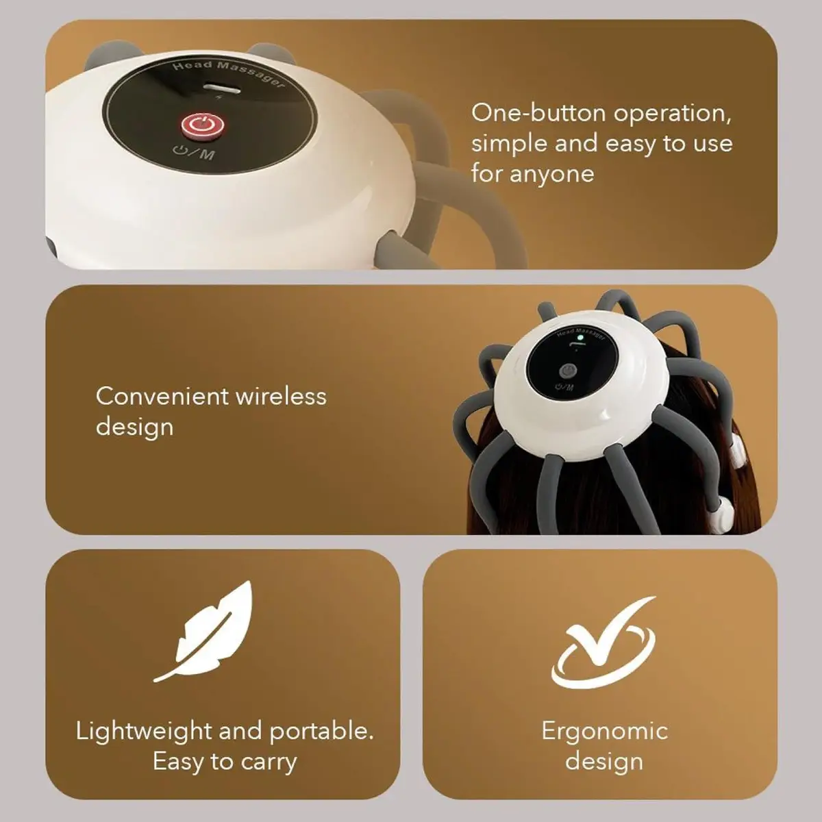 Zero OctoGusto Head Massager (15.5 x 14.5 cm)