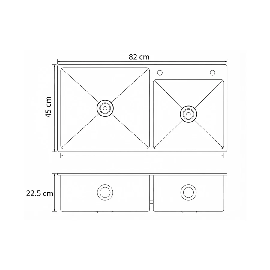 Bold Stainless Steel Double Bowl Kitchen Sink (78 x 43 x 20 cm)