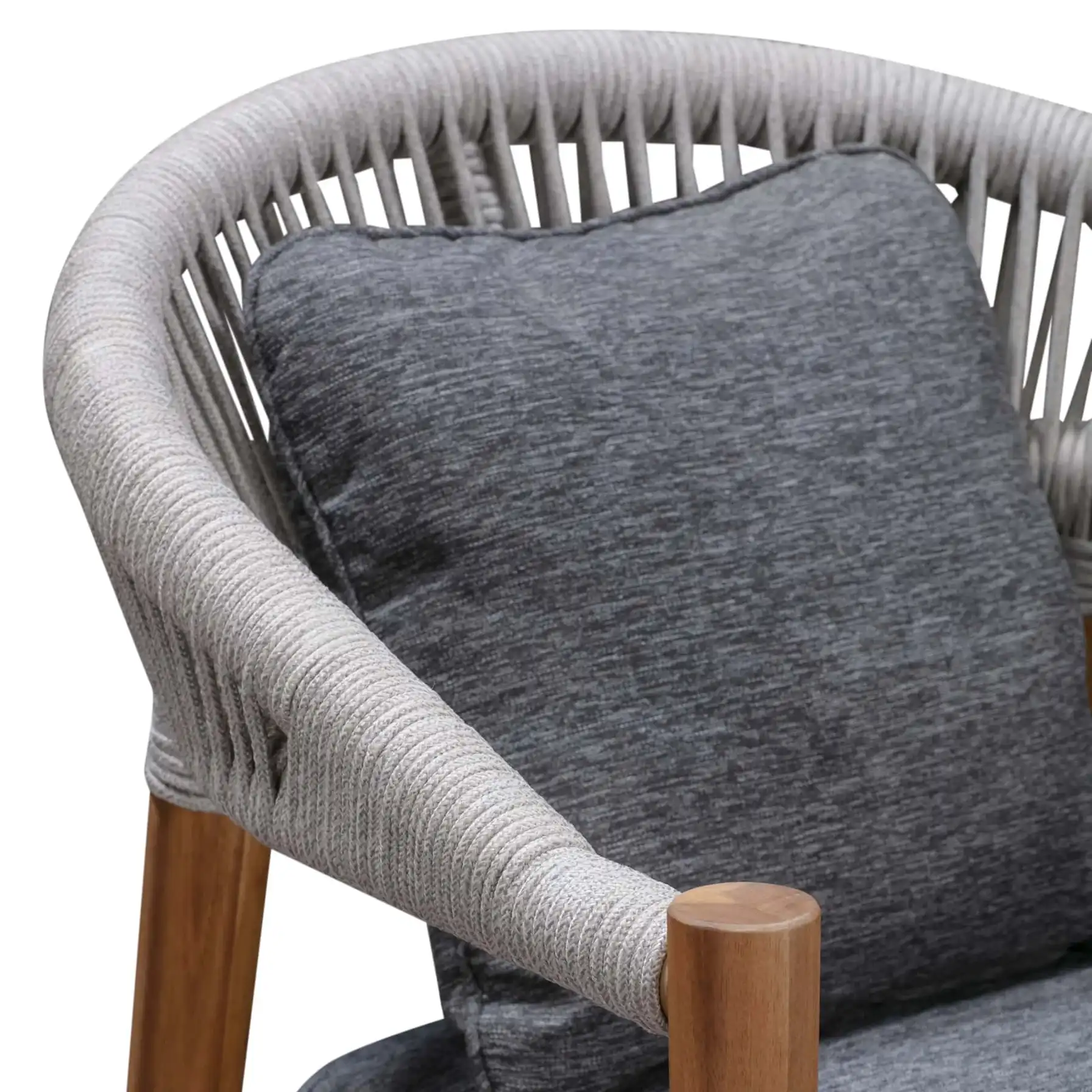 Malmo Wood Rope Dining Chair W/Cushion Set Generic (59.5 x 58 x 78 cm, 2 Pc.)