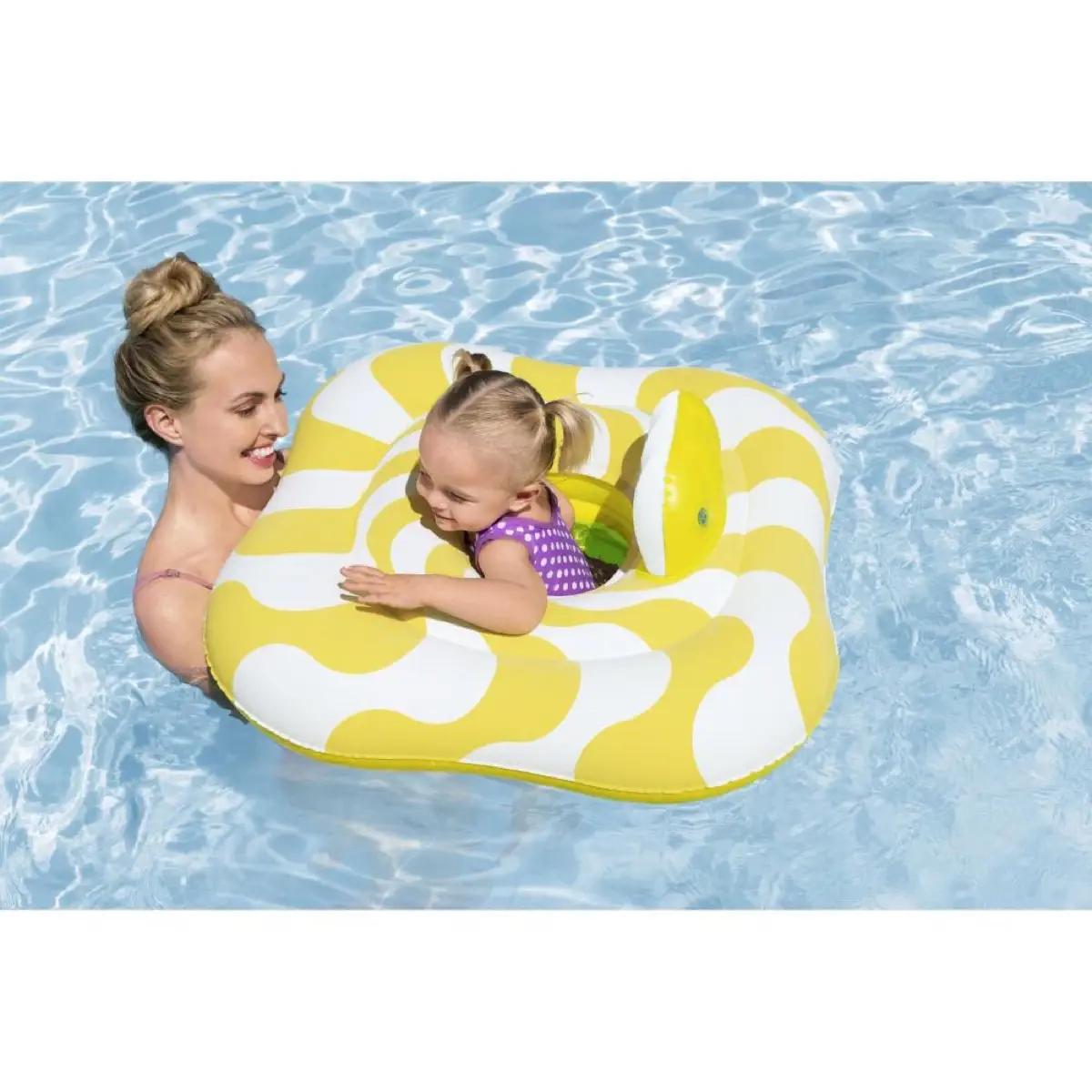 Bestway Swim Safe Float Wavy Square Ring  Baby Seat (72 x72 x 27 cm, Multicolor)