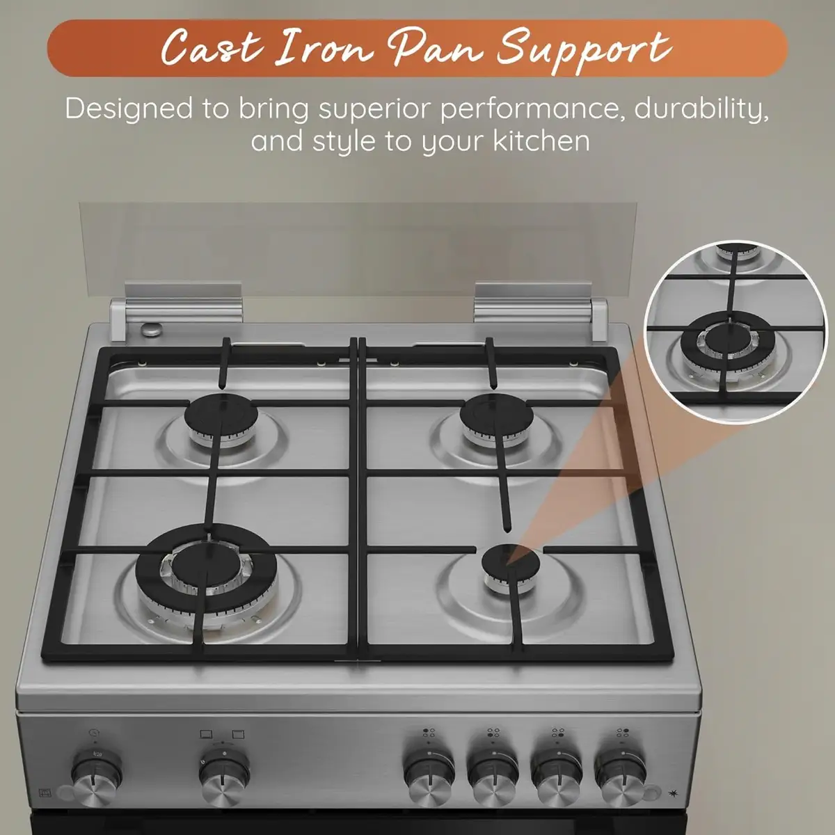 Ariston 4-Burner Freestanding Gas Cooker W/Oven, ARR6GGG23125XME (60 x 60 x 85 cm)