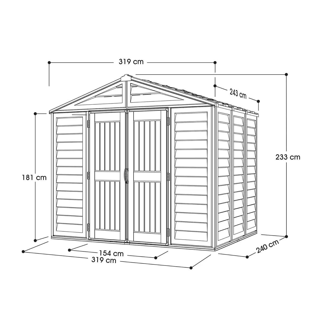 Duramax Aluminium & Vinyl Plastic Storage Shed (Ivory, 325 x 247 x 233 cm)