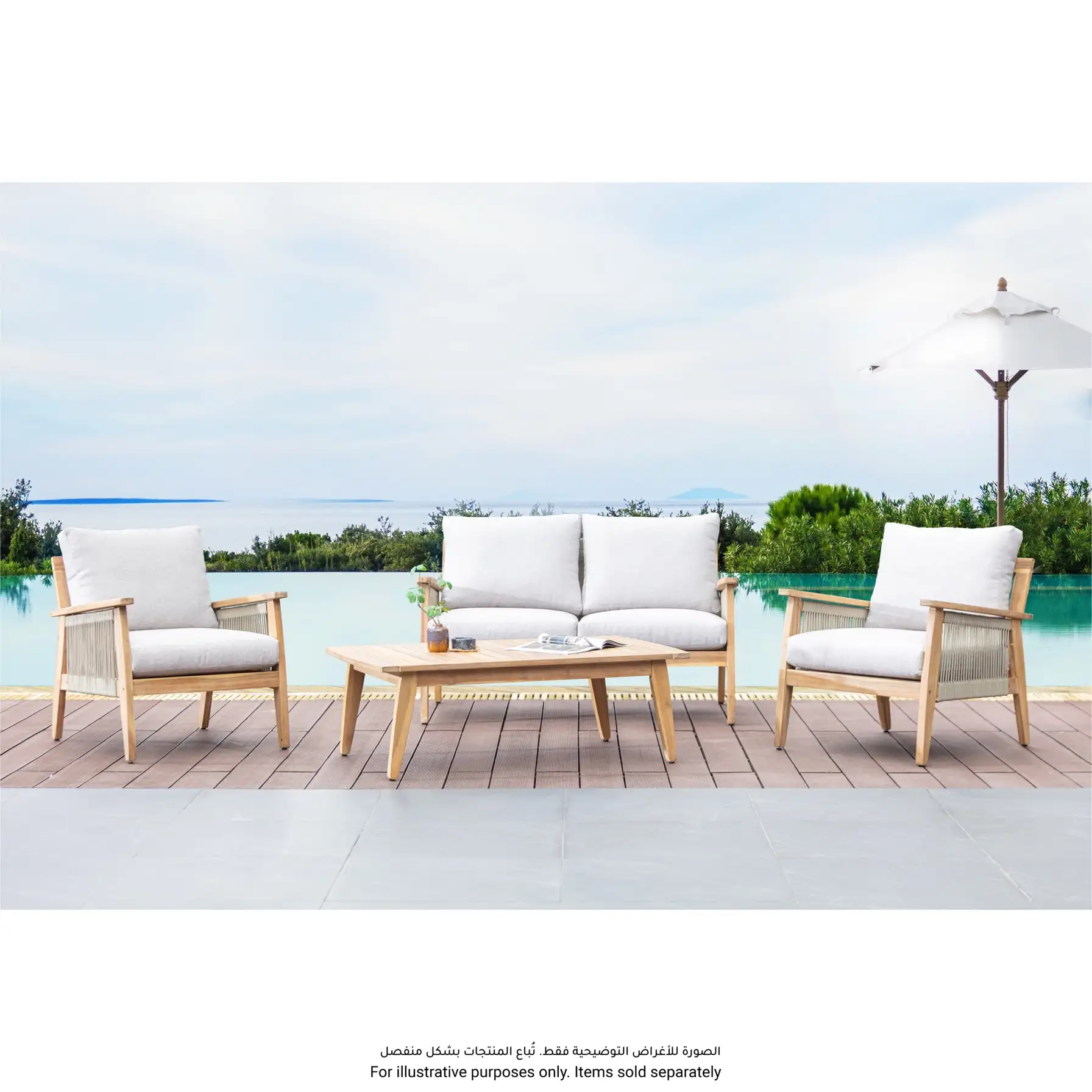 Baltimore Acacia Wood 1-Seater Outdoor Sofa W/Cushion (72 x 83 x 73 cm)