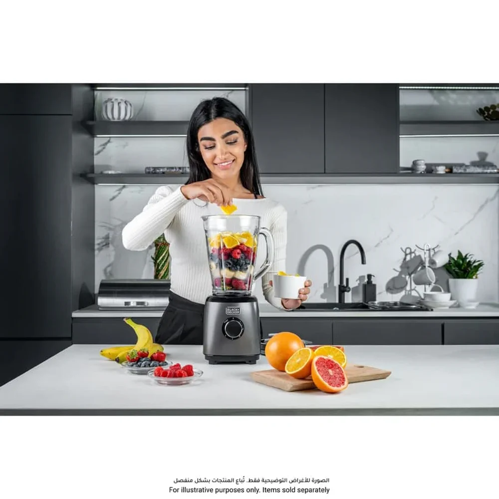Black + Decker Stainless Steel Glass Jar Blender W/Grinder, SSBX525-B5 (500 W)