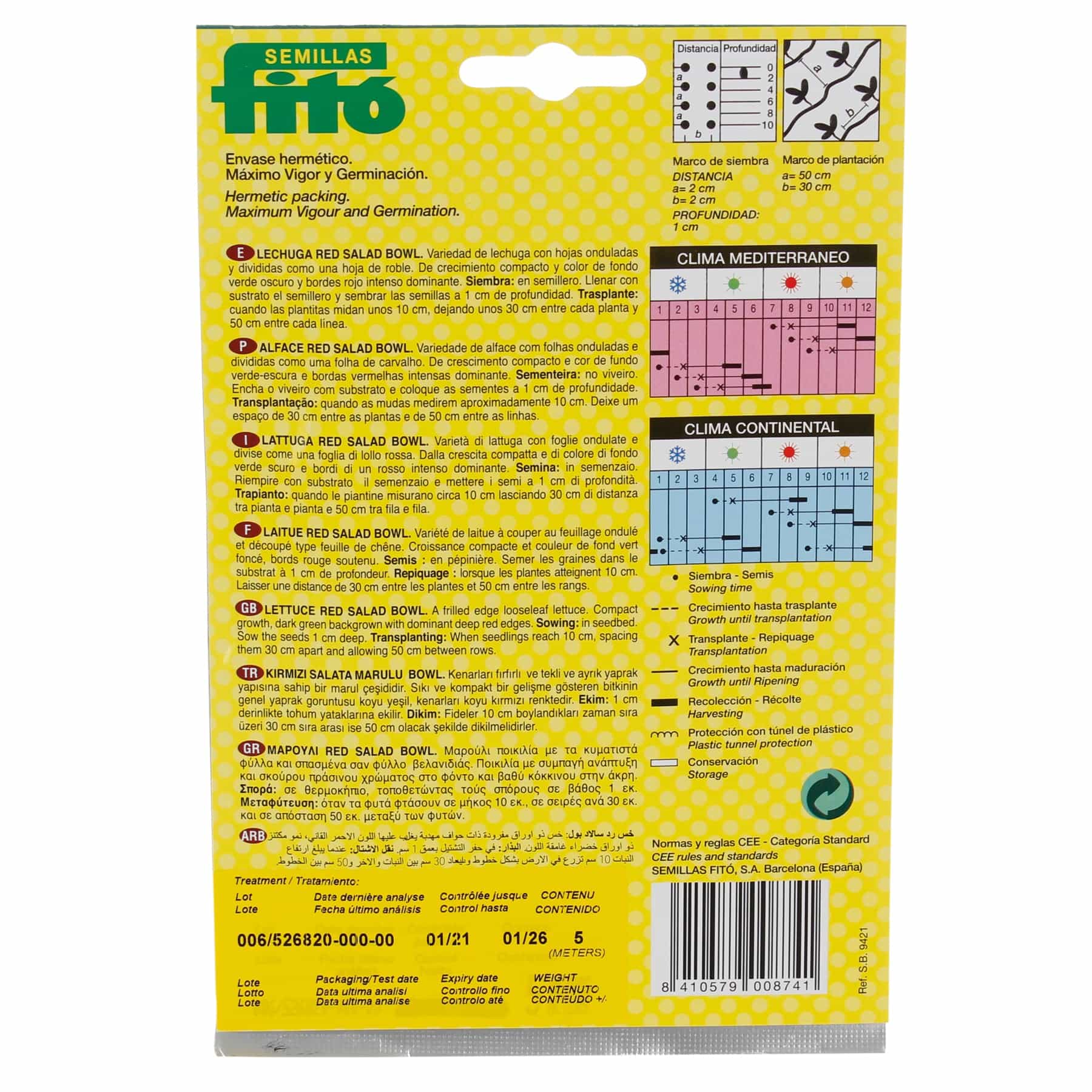Semillas Fito Fast & Easy Red Salad Lettuce Seed Tape Pack