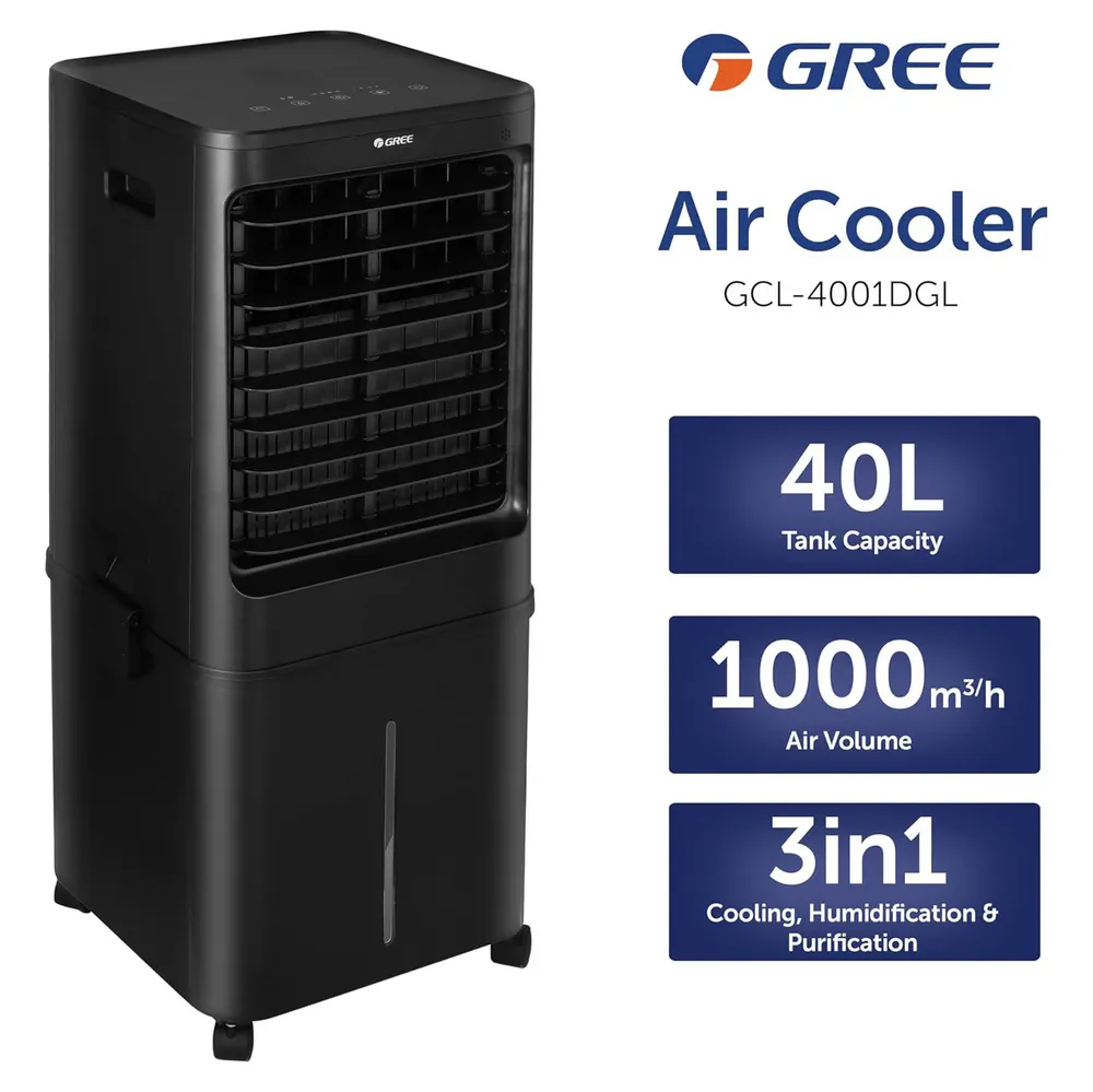 Gree 4-Speed Air Cooler W/Remote, GCL-4001DGL (40 L, 30-40m²)