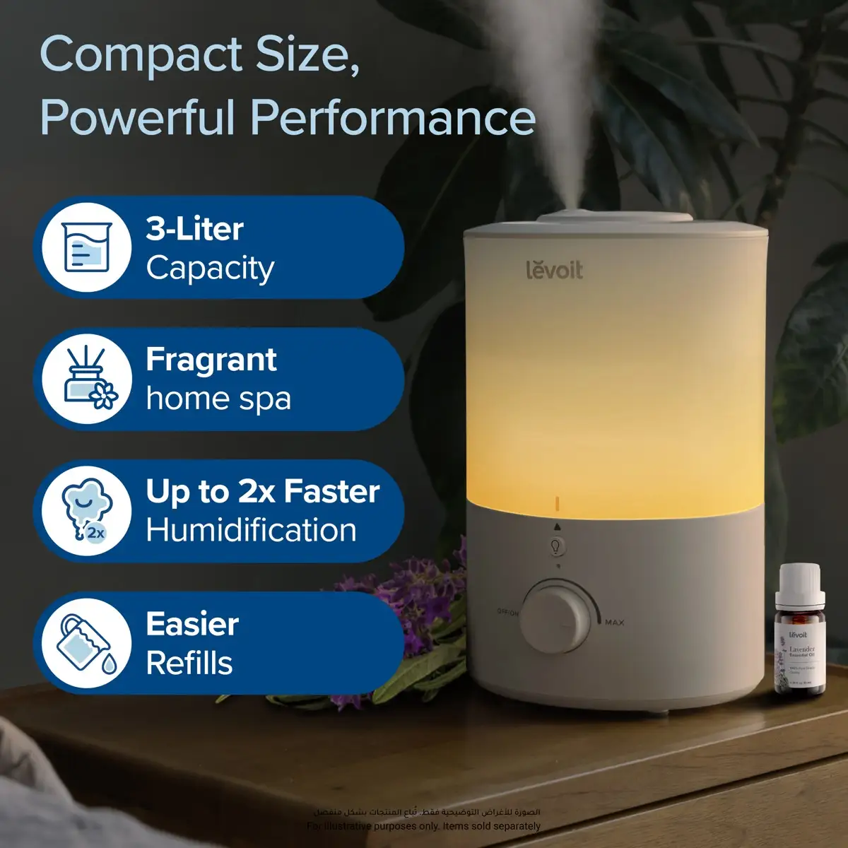 Levoit Dual 150 Ultrasonic Cool Mist Humidifier (3 L, 25 W)
