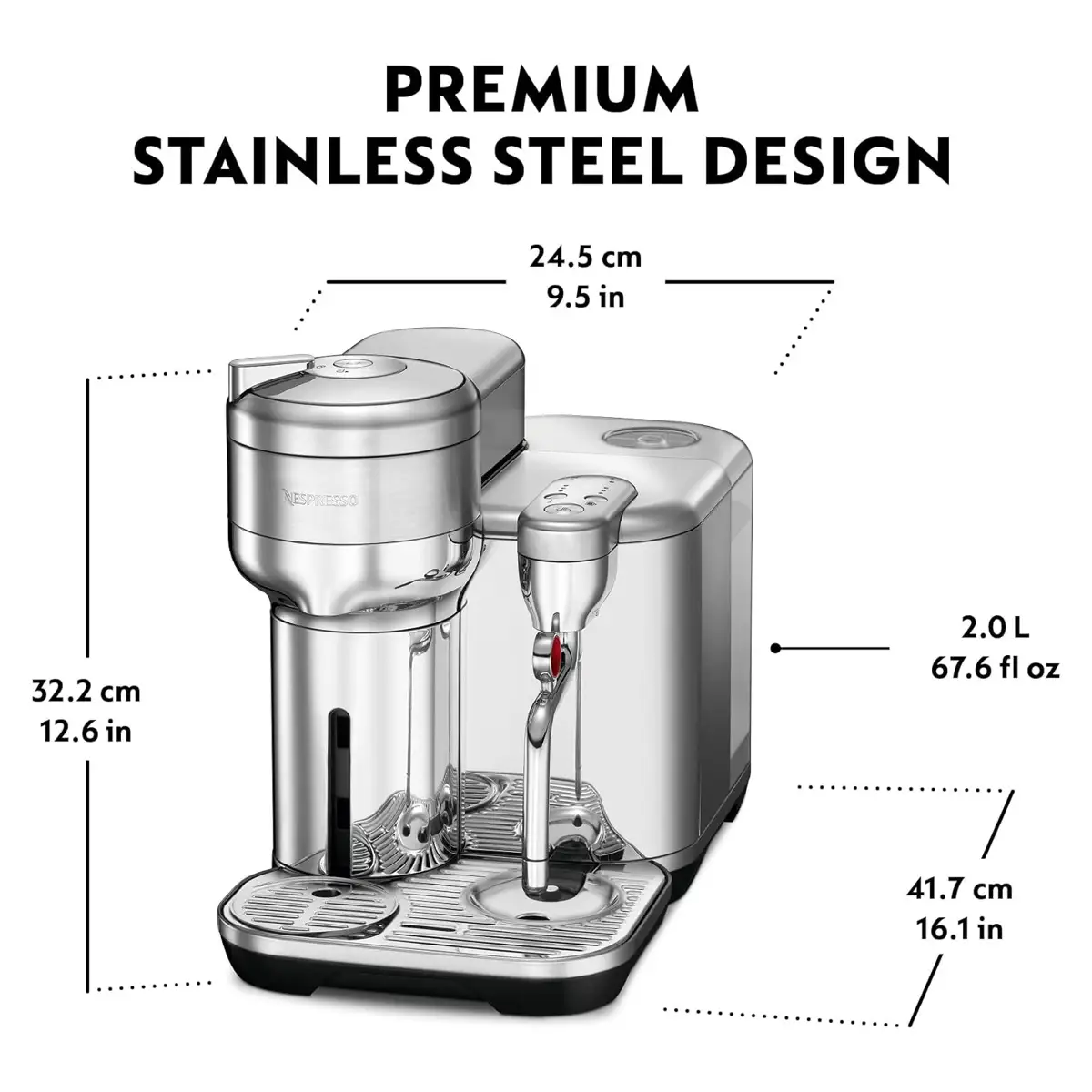 Nespresso Vertuo Creatista Coffee Machine, GCV5-GB-ME-NE (2 L, Stainless Steel)